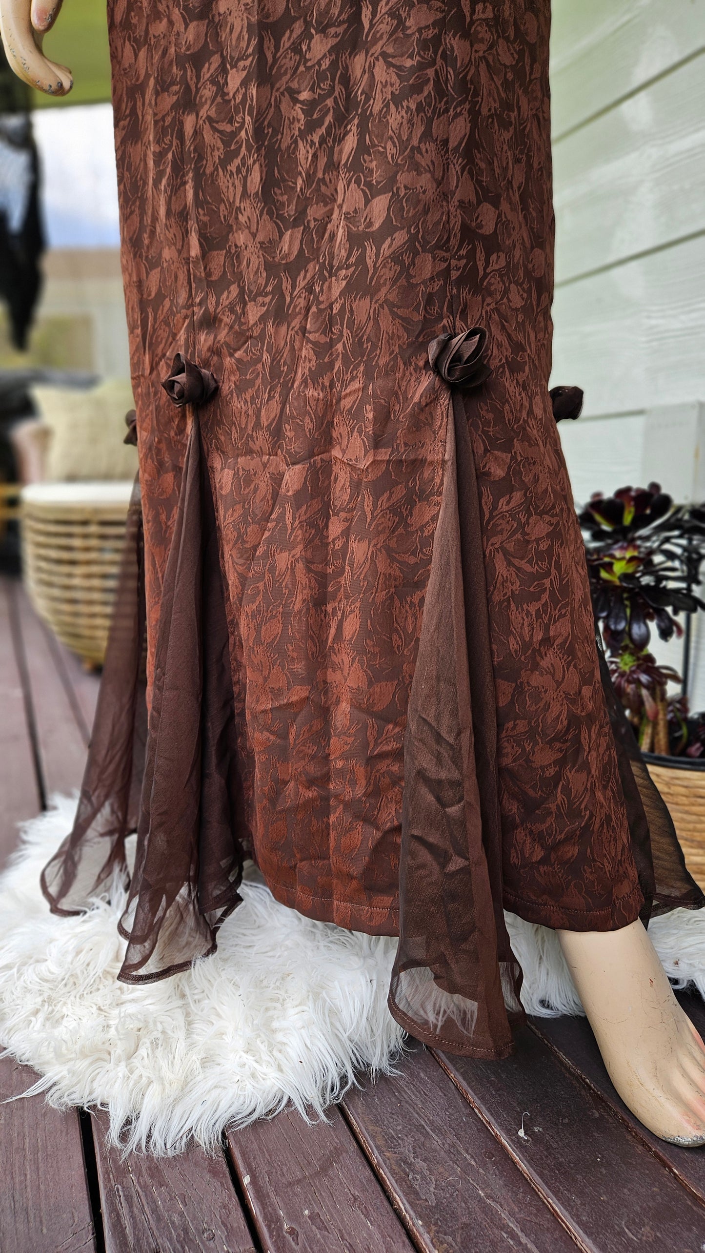 Vintage Brown Maxi Dress - Size 12