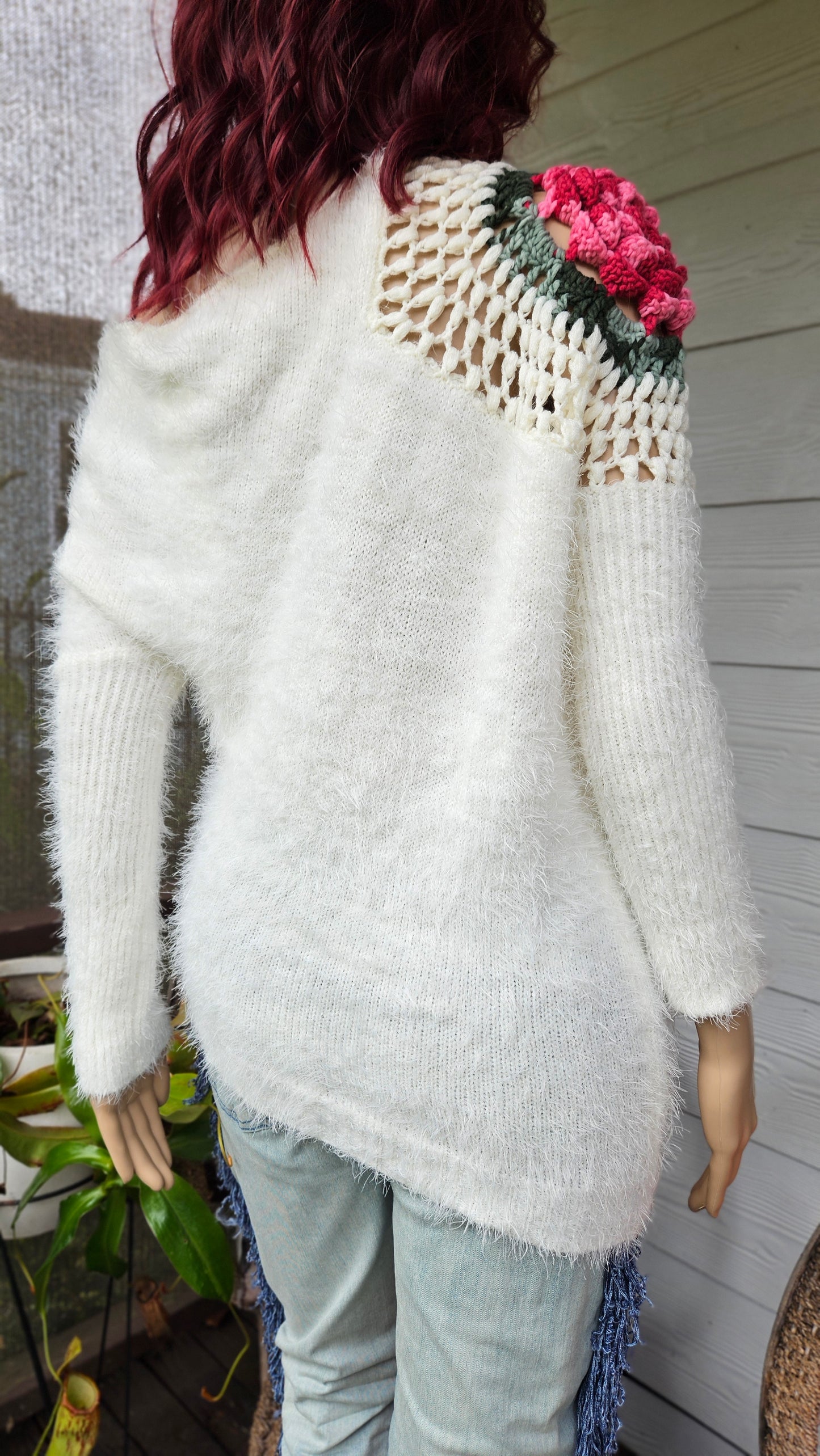 Unique rose Knit Sweater Crochet Top