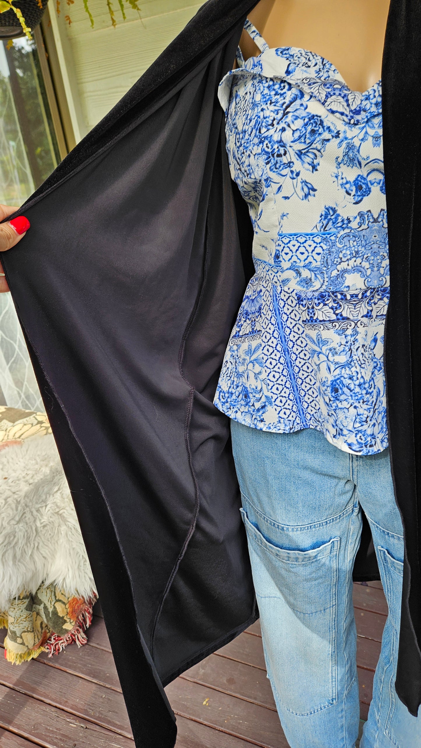 Unique Vintage Velvet Long Coat