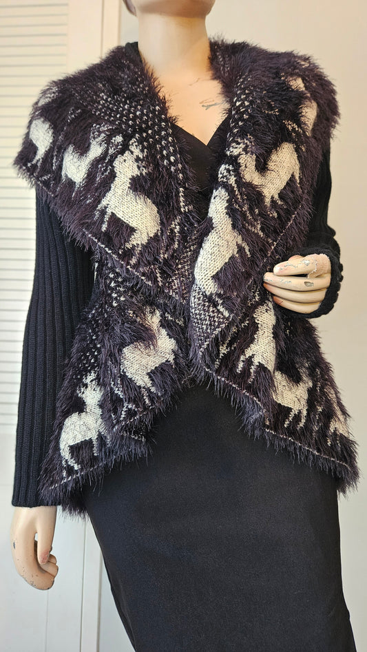 Cardi - Knitted Coat - ruffled Coat -Preloved Cardigan