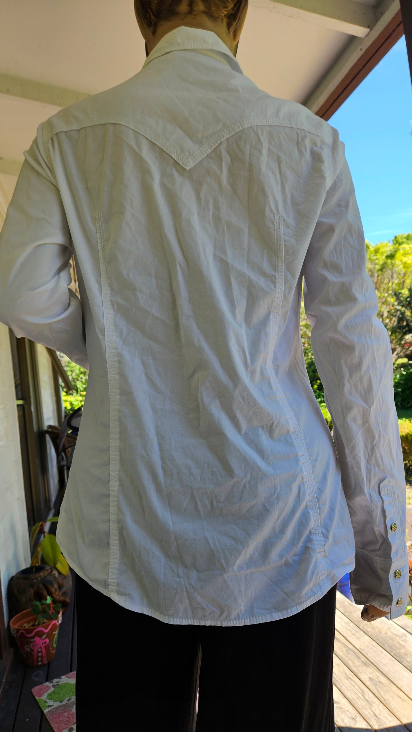 unique True Religion white button-down western style shirt Long Sleeves Shirt Size L