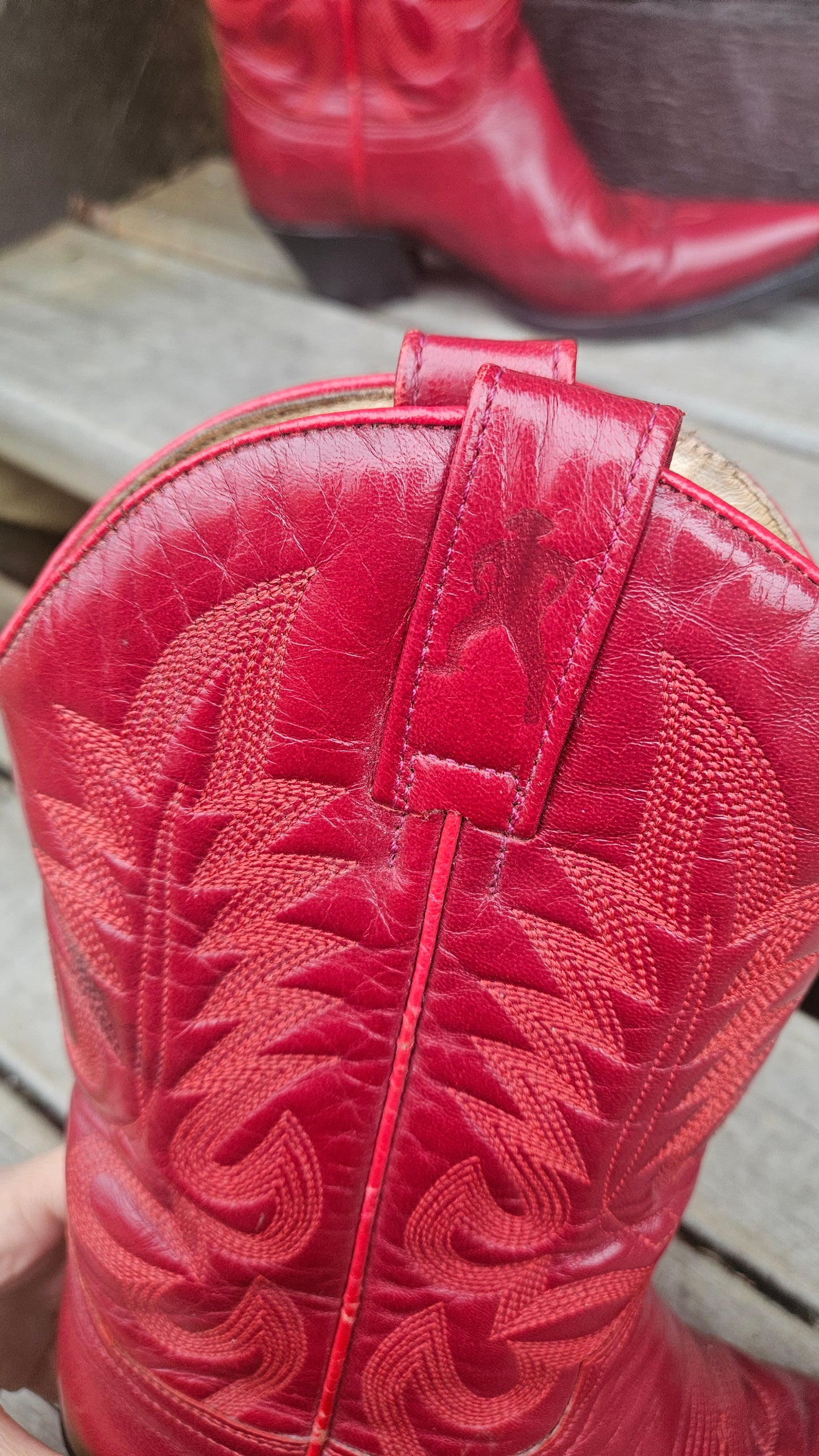 Authentic Loaded cowboy boots - Cherry Red Leather  boots Size 36