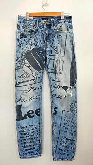 RARE Collector’s Piece: Lee 101+ All-Over Graphic Comic Print Jeans - W28 L29