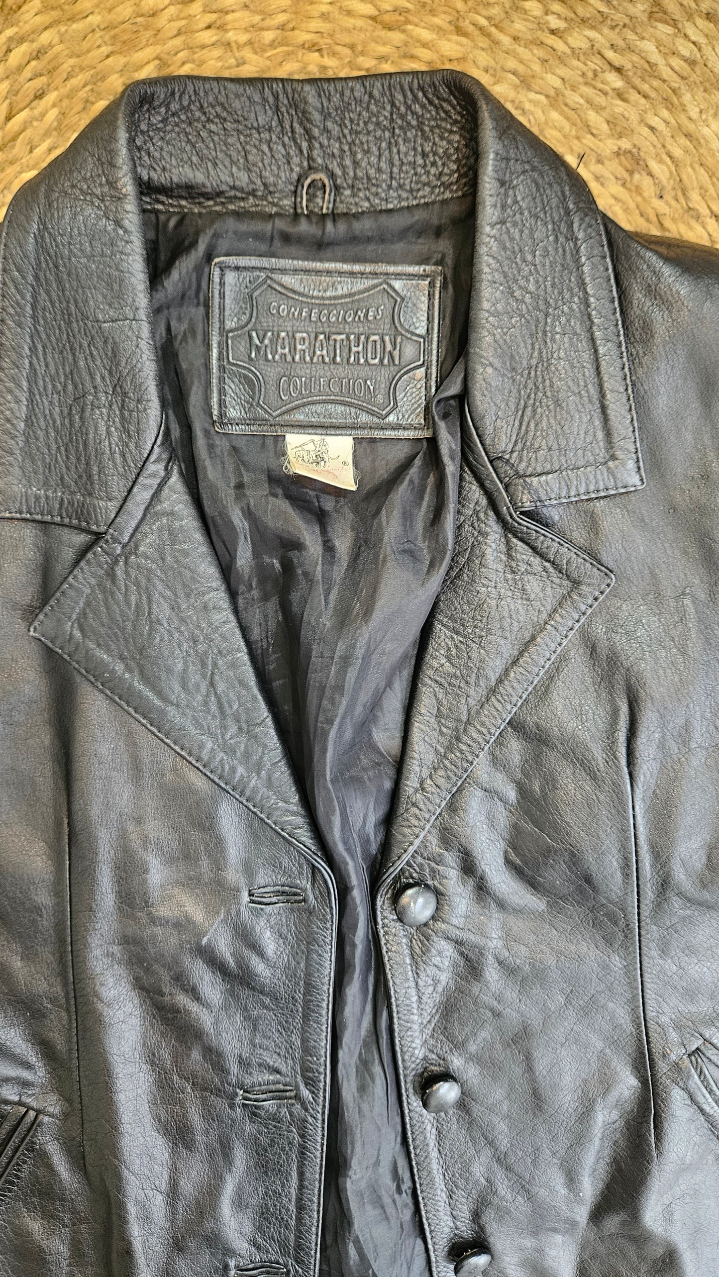 Vintage Colombian Leather Jacket. Black leather Jacket 80s & 90s