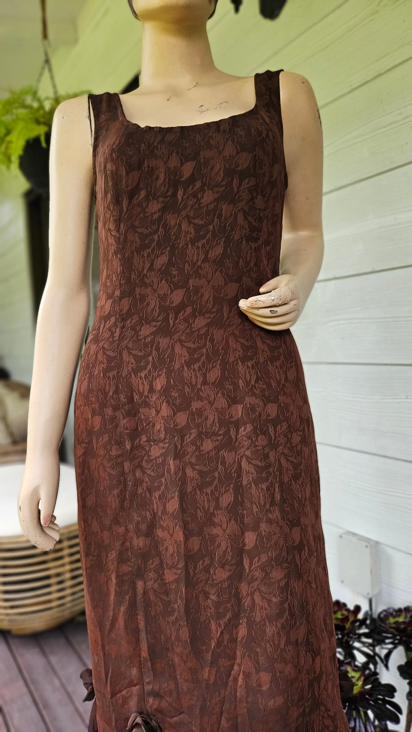 Vintage Brown Maxi Dress - Size 12