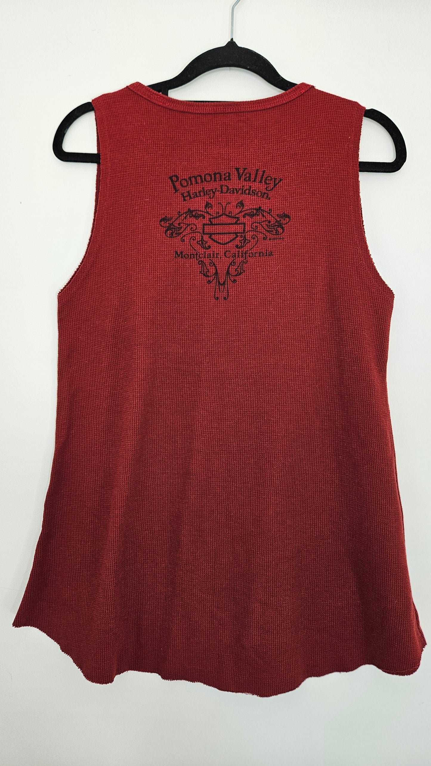 Official Harley-Davidson Tank Top Pomona Valley California - Red Waffle Knit