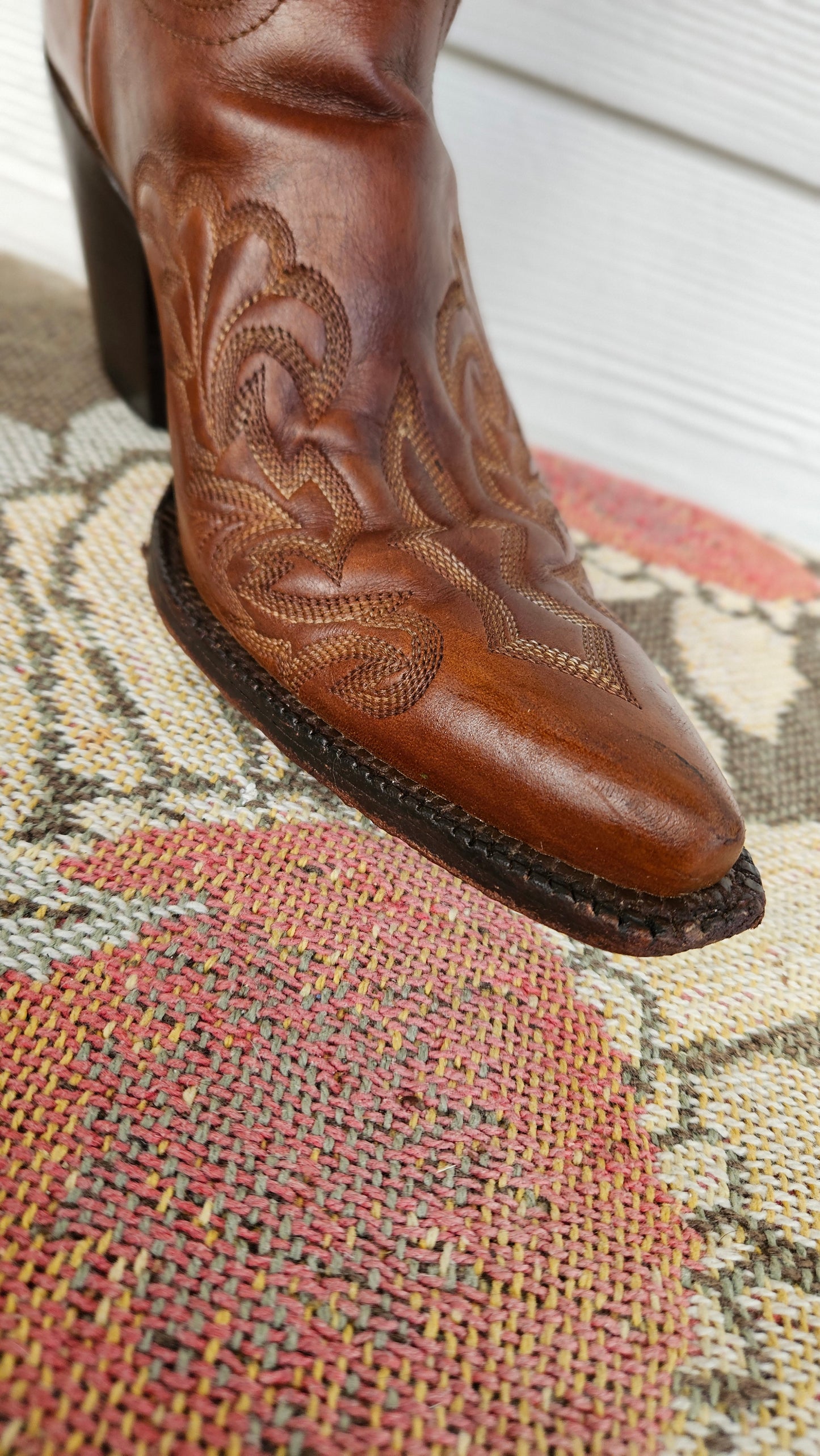 Authentic Tony Lama Cowboy Leather Boots Size 38