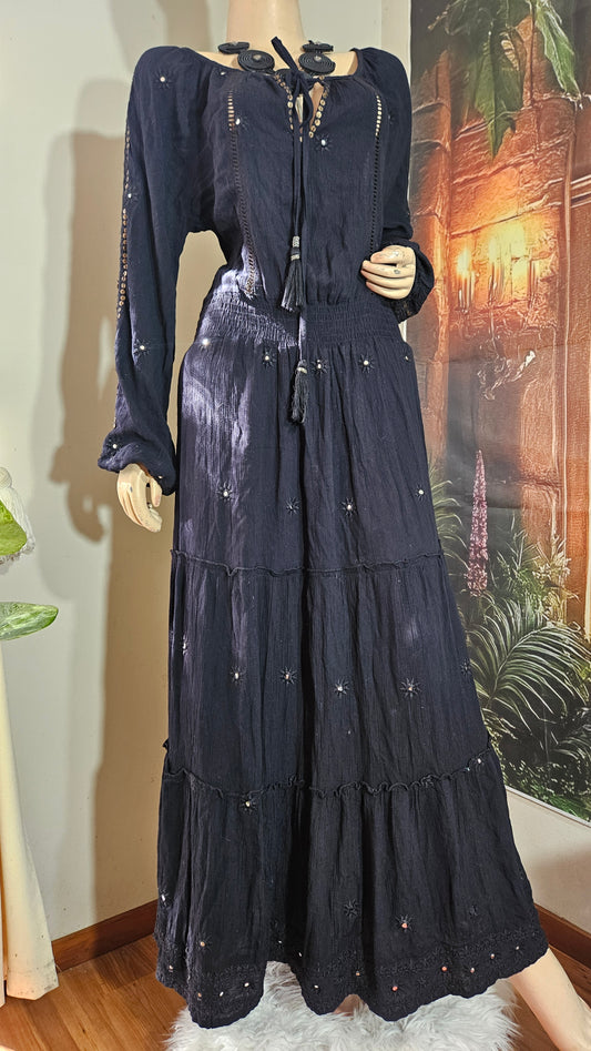 Bohemian Maxi Dress 100% rayon boho Dress - Bohemian dress Preloved Dress