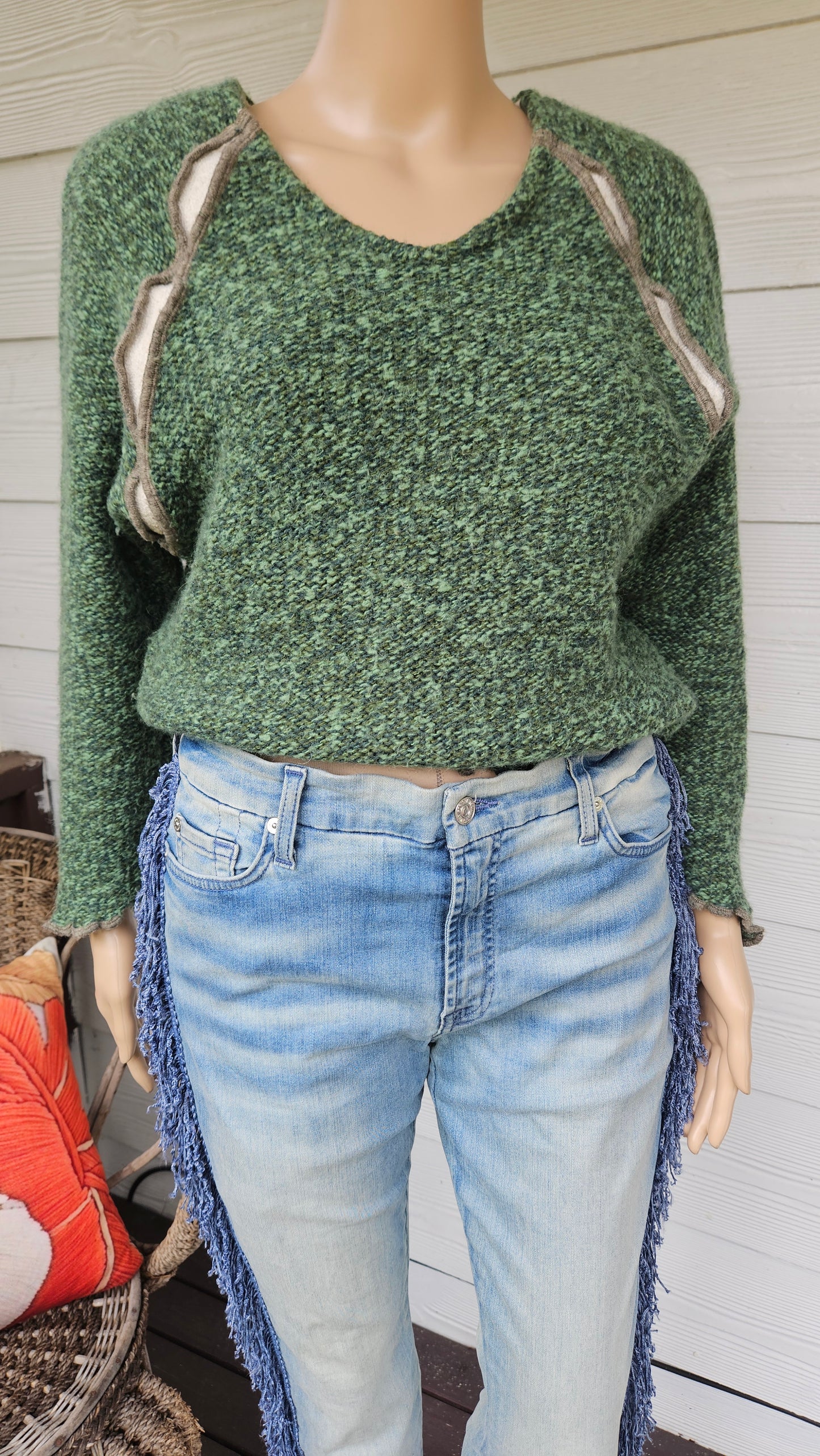 She's Crazy Sweater bohemian style sweater Top Size S