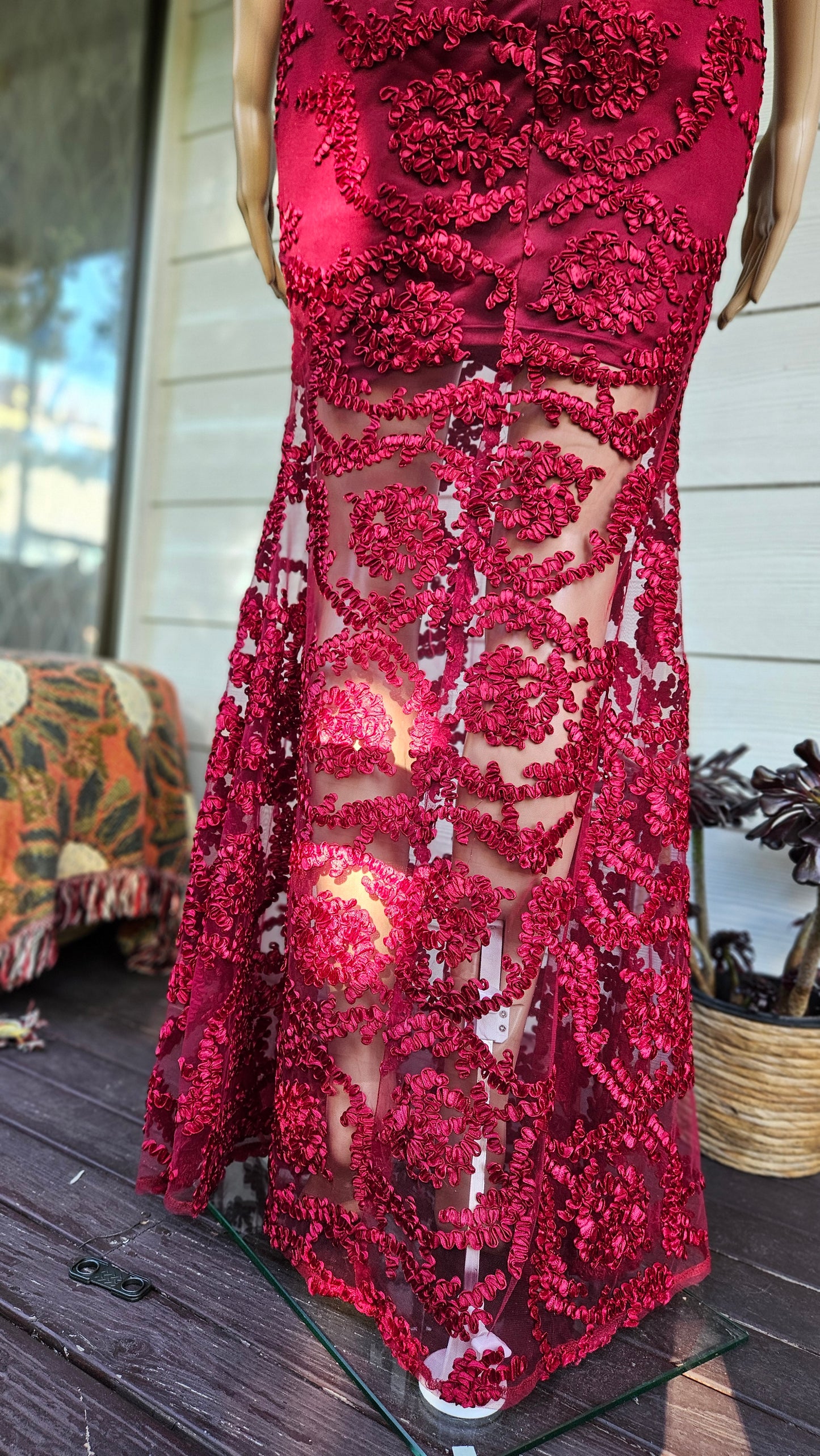 Lovely Evening Dress w/Rose Detail  Second Hand dress - Evening Dress.