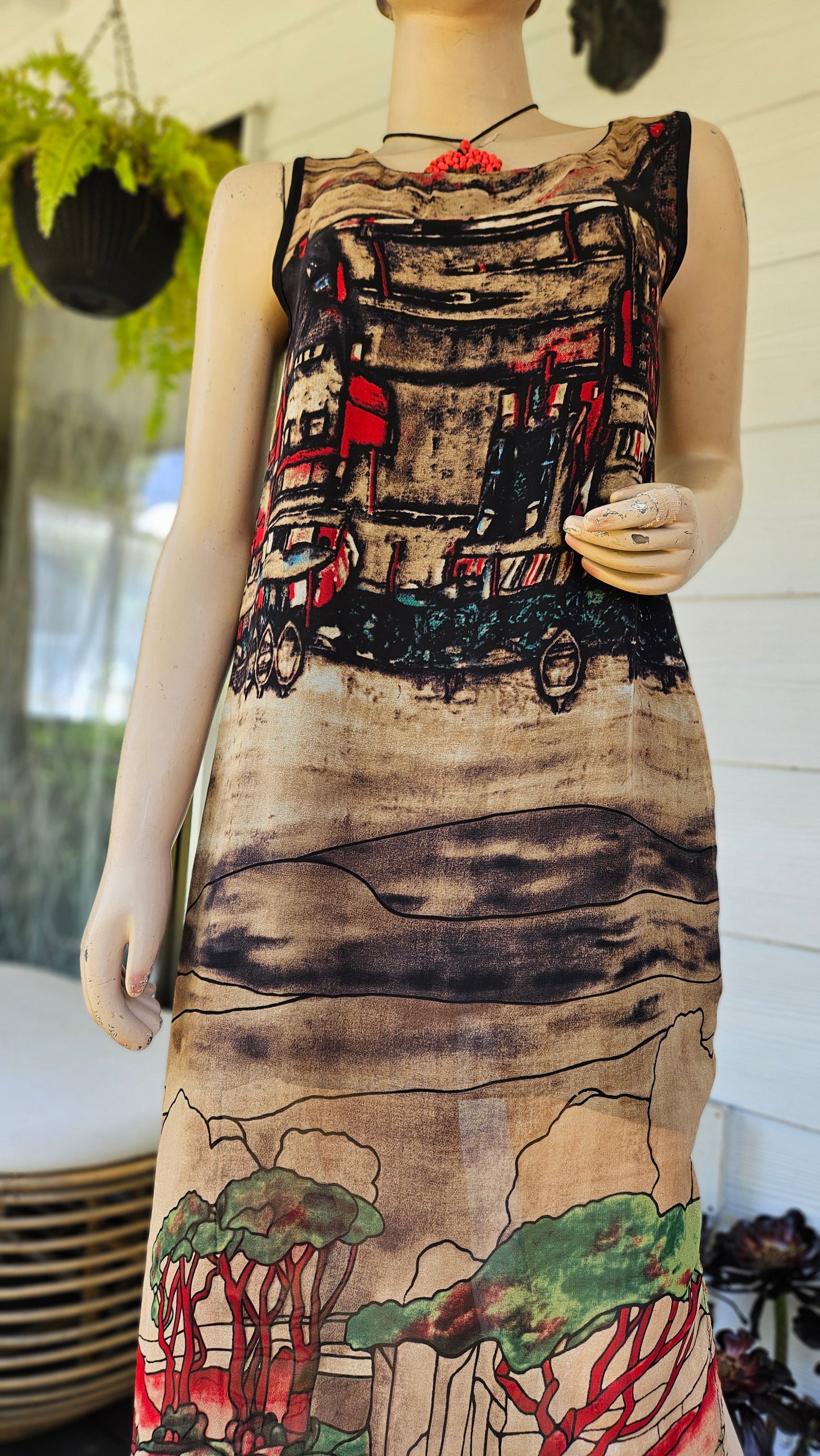 Stunning  Dress Size 12 Classic Sheath Sheer Lined Art to Wear bohemian