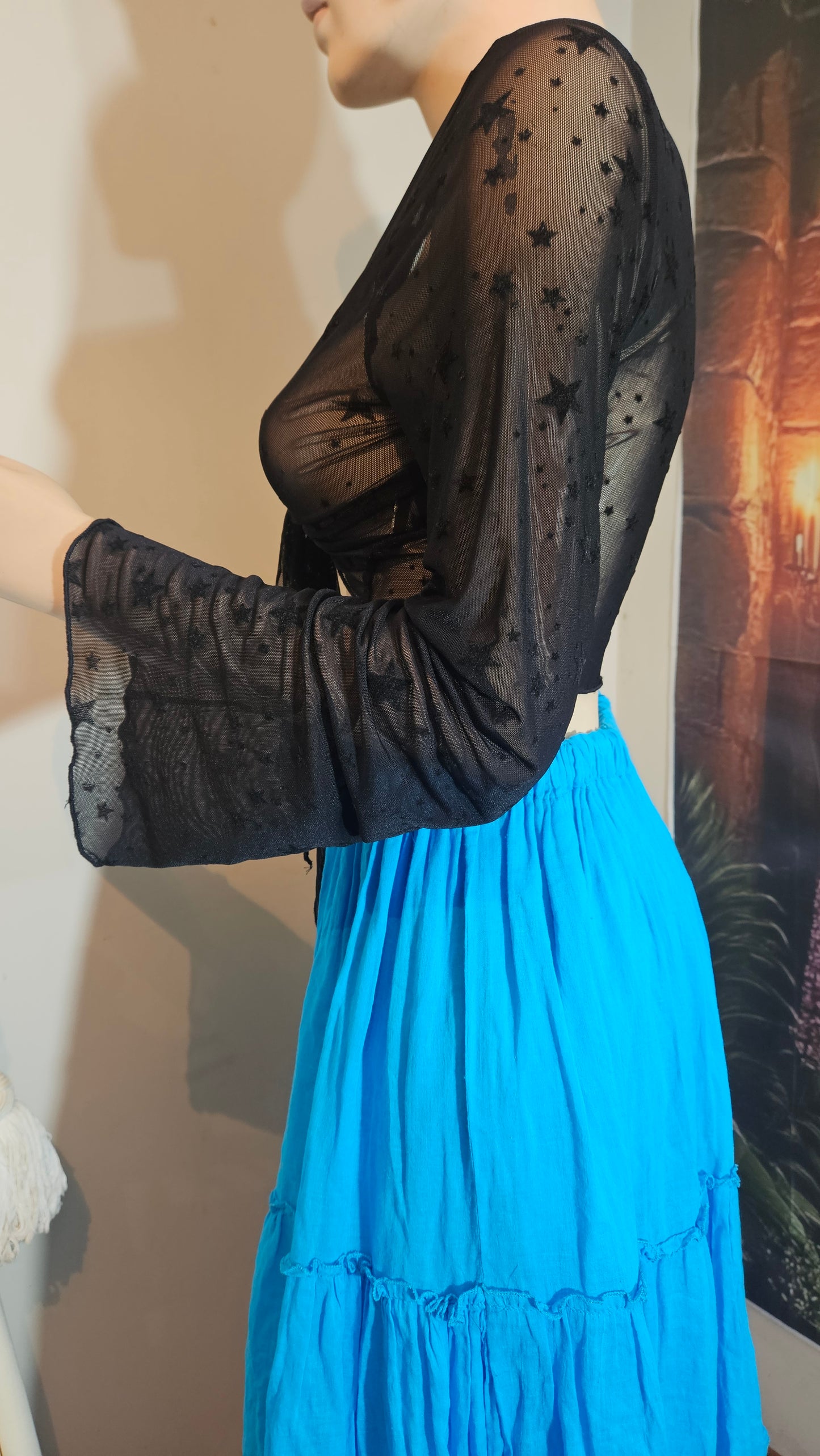 Black Mesh flares cropped top