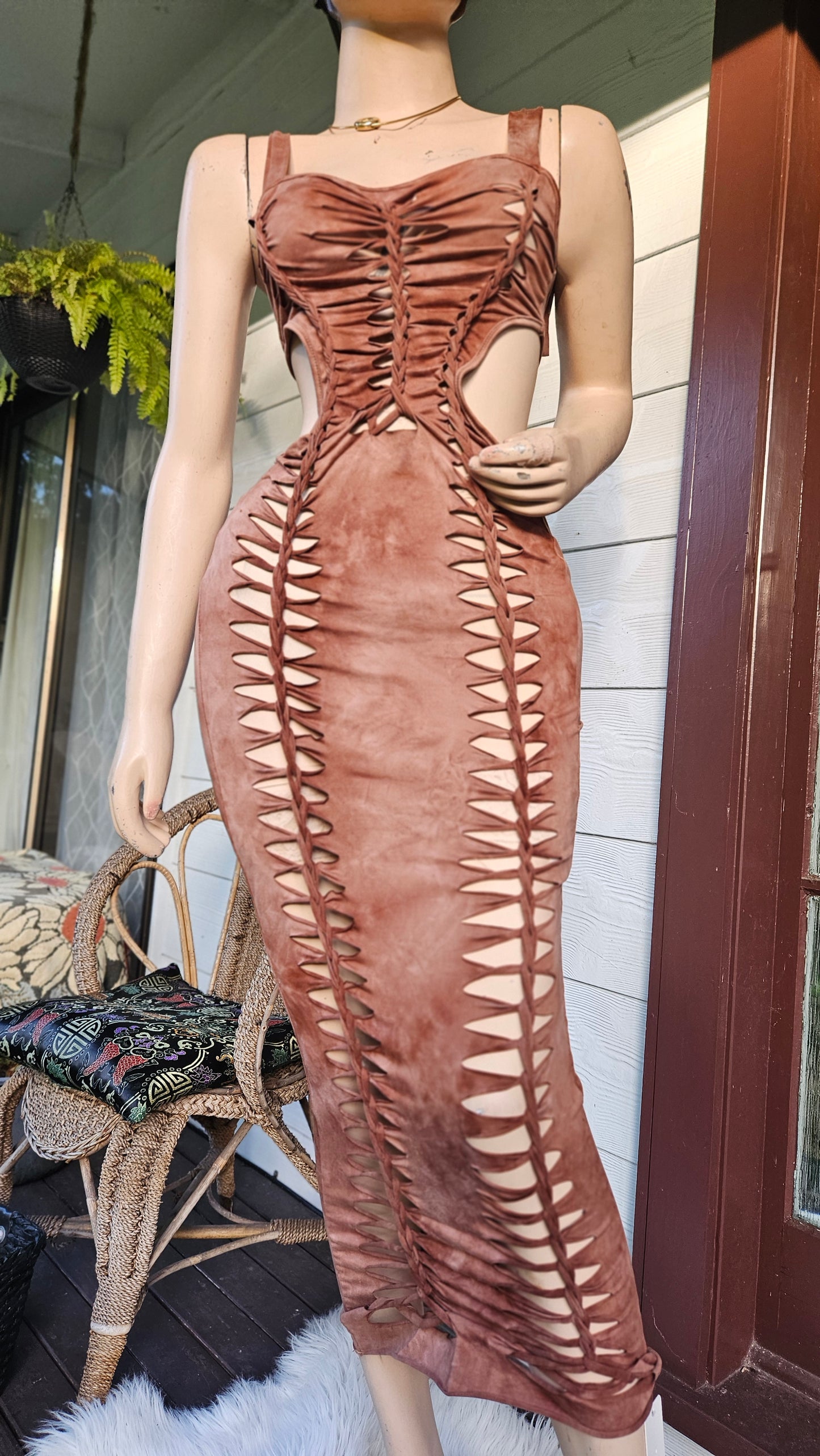 Lattice Cut Out Tie Shoulder Tie Dye Slinky Dress Maxi Dress - NWT Dress colorful dress