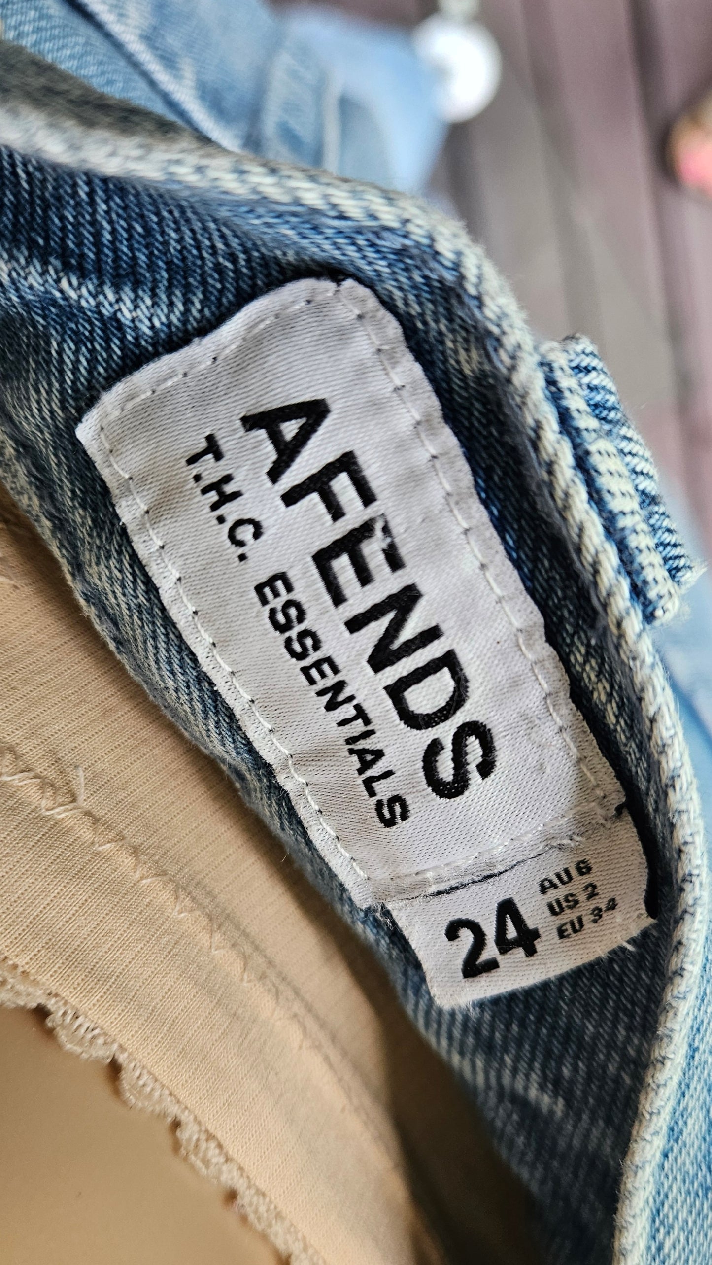 High waist Afends Moss Hemp cargo Jeans. Denim Pants size 24