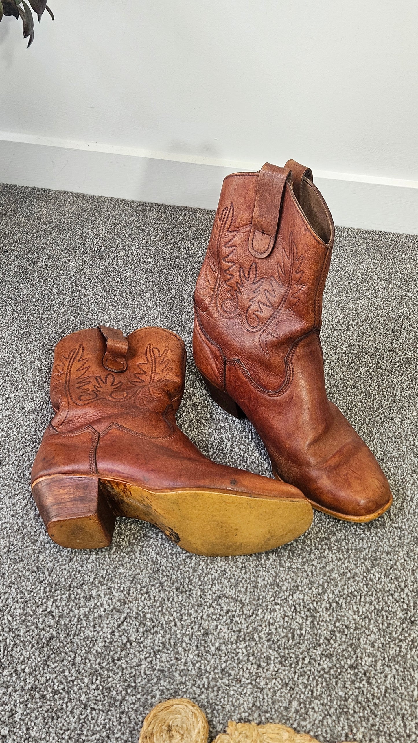 Vintage 1980s Dingo Genuine Leather Cowboy Slouch Boots