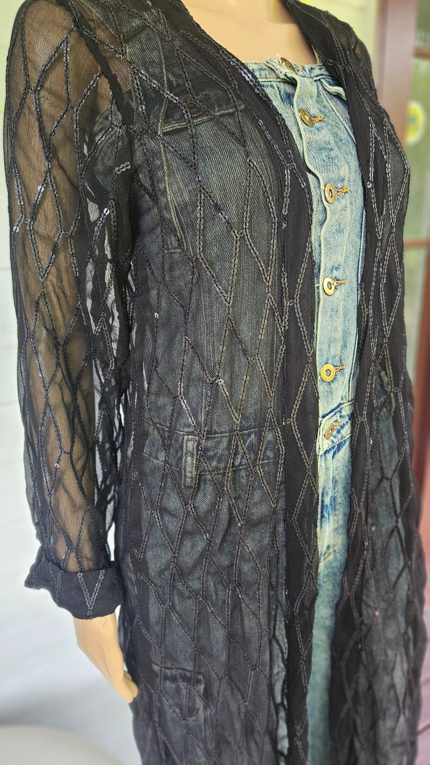 Sequin Long Light Coat Size S