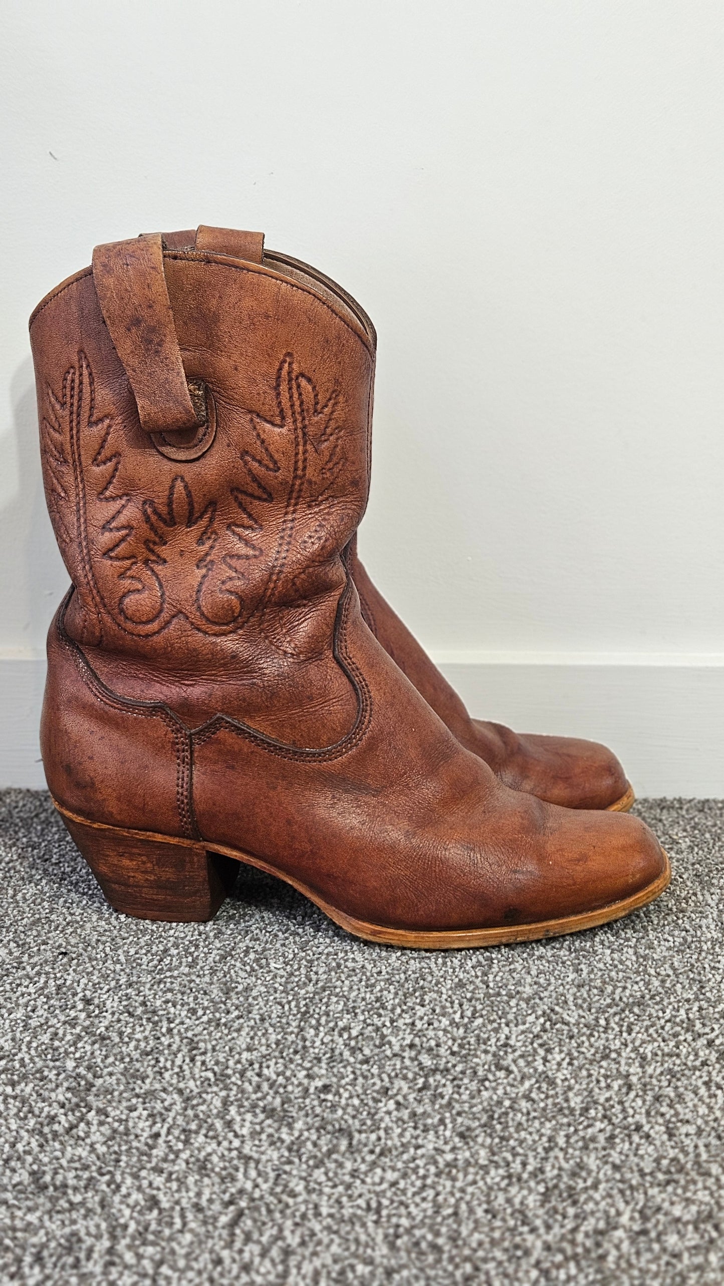 Vintage 1980s Dingo Genuine Leather Cowboy Slouch Boots
