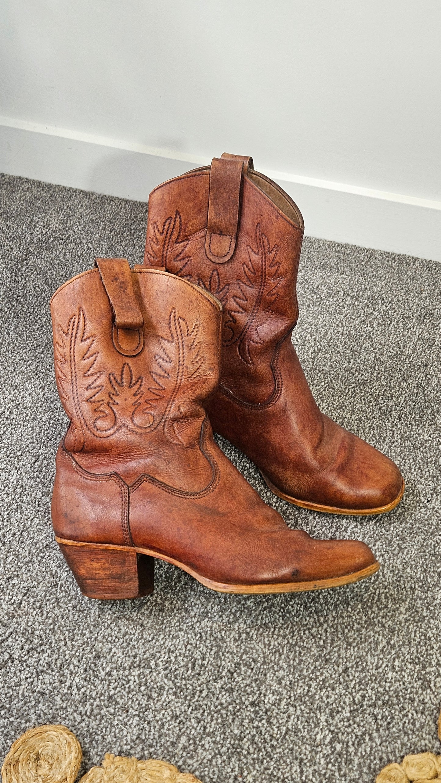 Vintage 1980s Dingo Genuine Leather Cowboy Slouch Boots