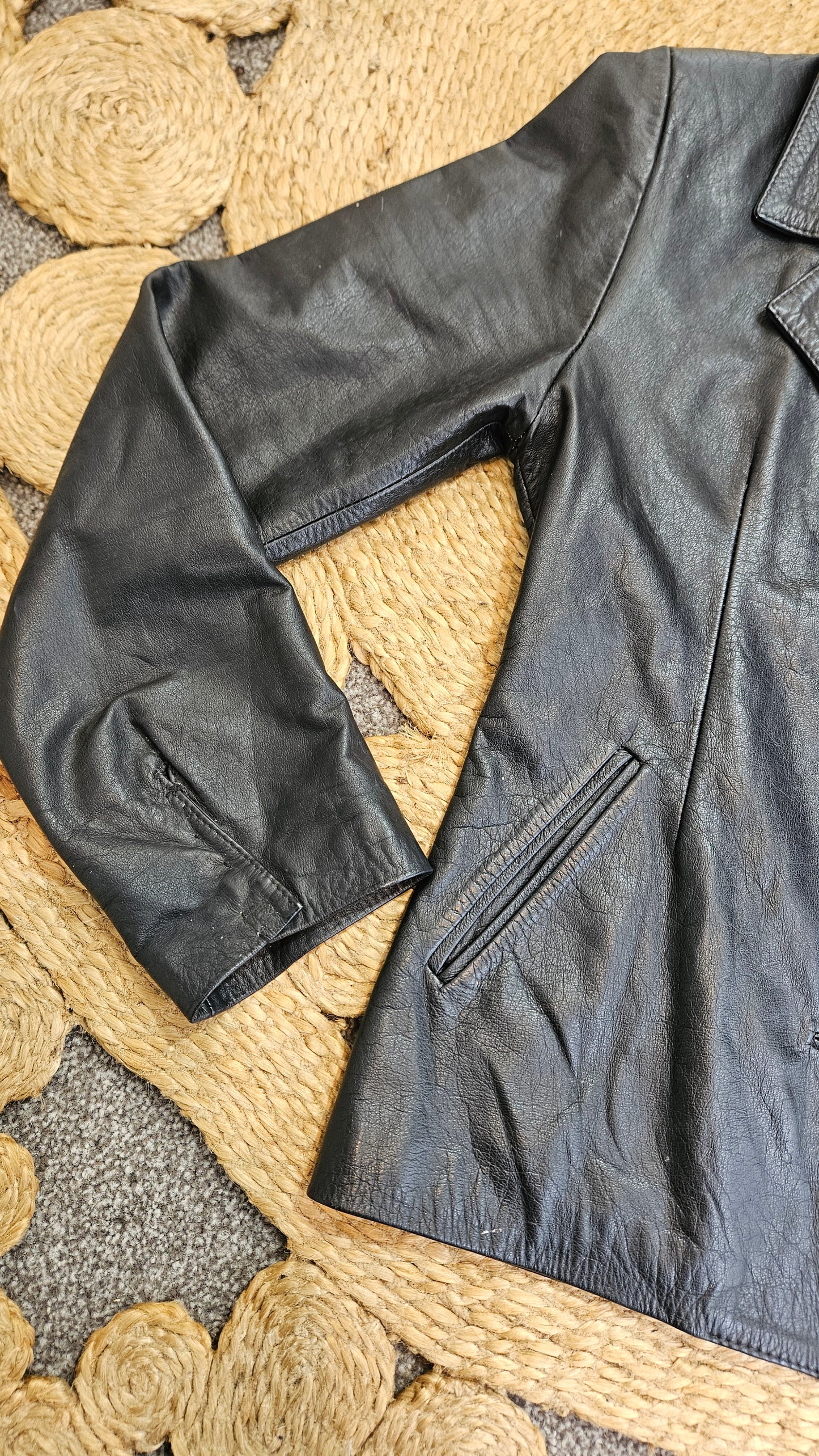 Vintage Colombian Leather Jacket. Black leather Jacket 80s & 90s
