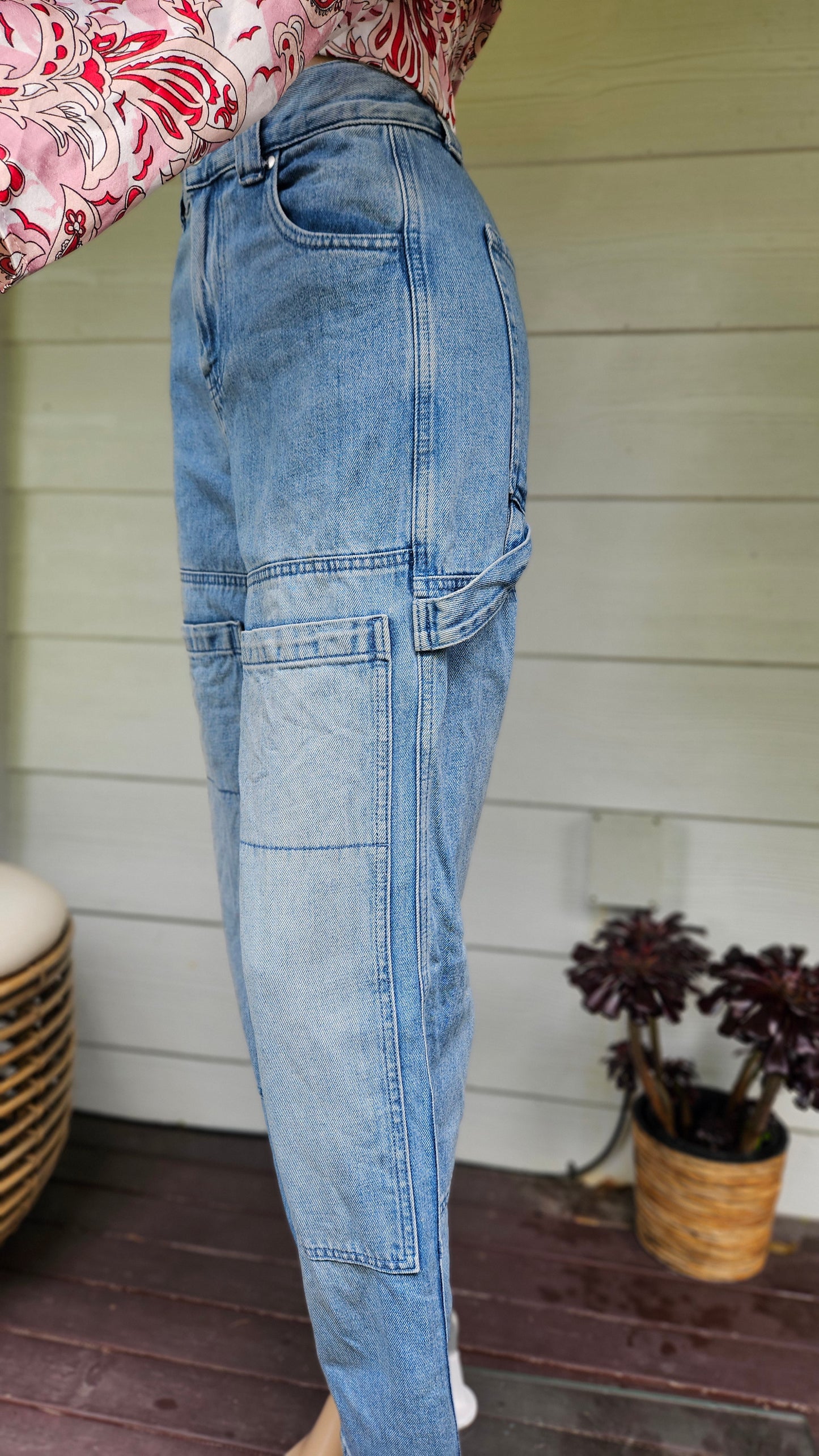 High waist Afends Moss Hemp cargo Jeans. Denim Pants size 24