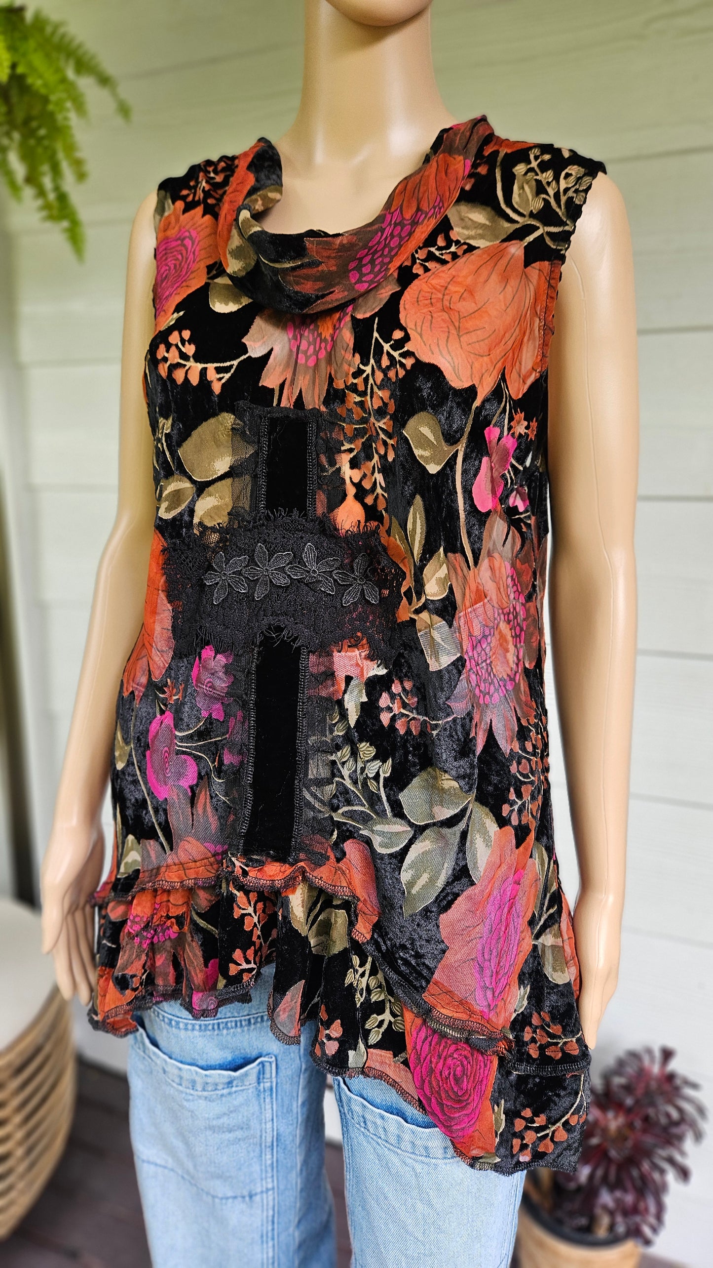 Lovely Lace Blouse Floral Design Top