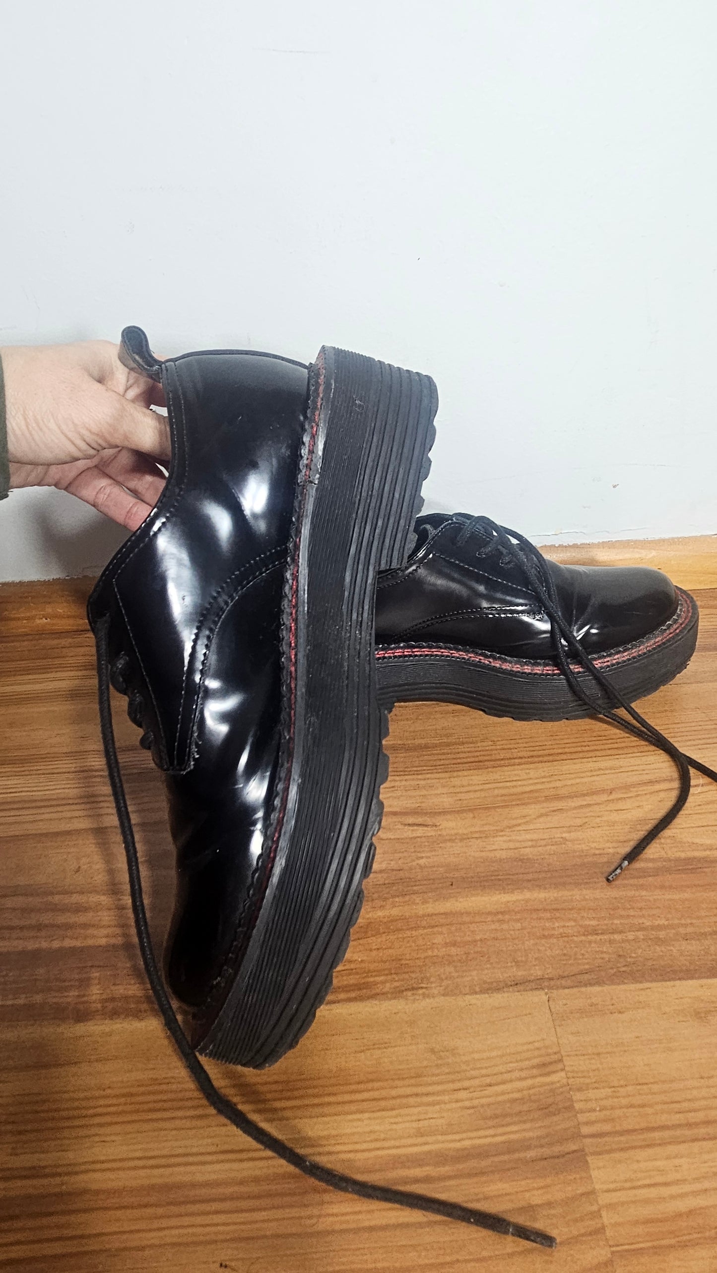 Bershka Black Chunky Sole Lace Up Shoe Size 39