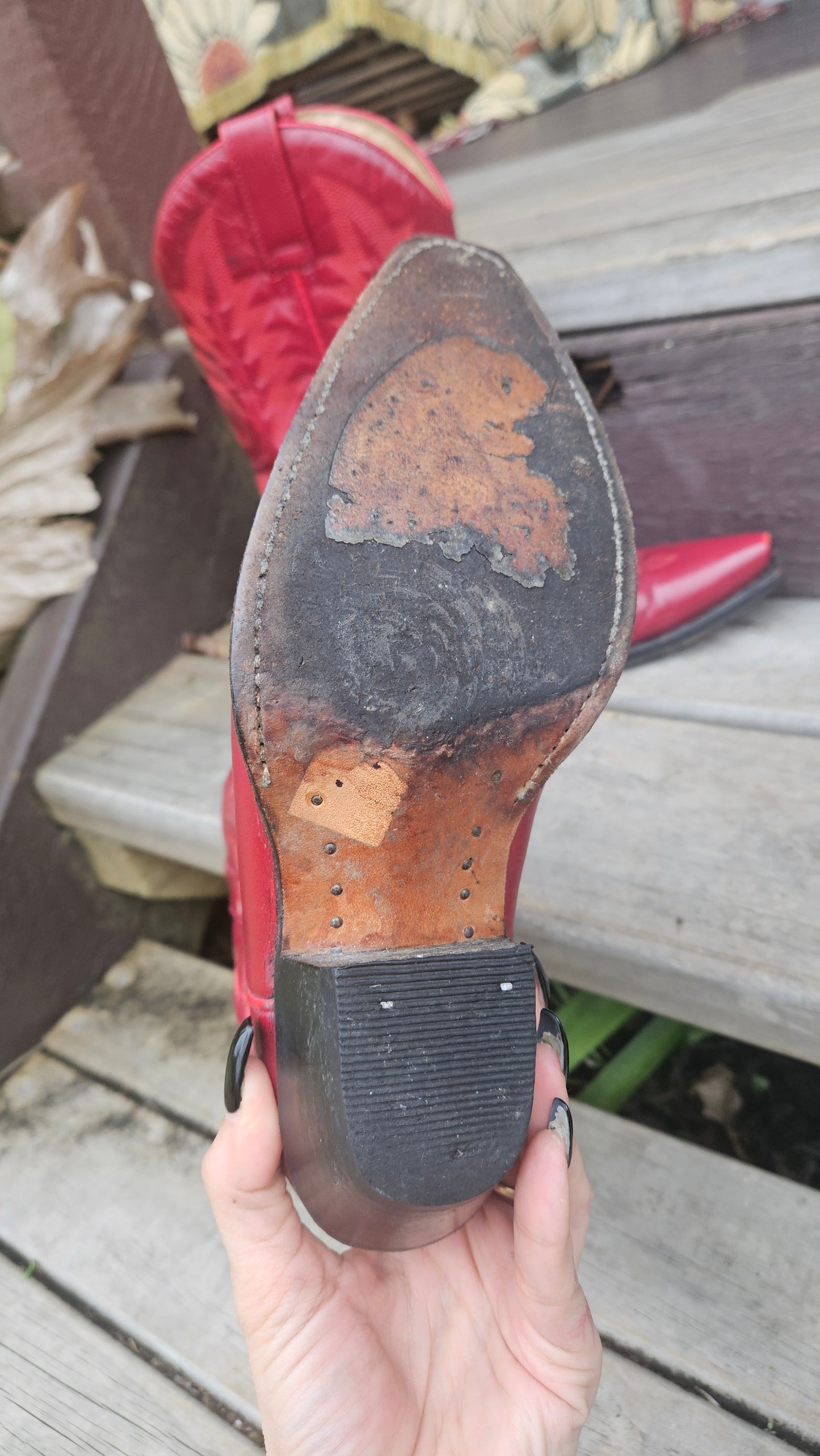 Authentic Loaded cowboy boots - Cherry Red Leather  boots Size 36