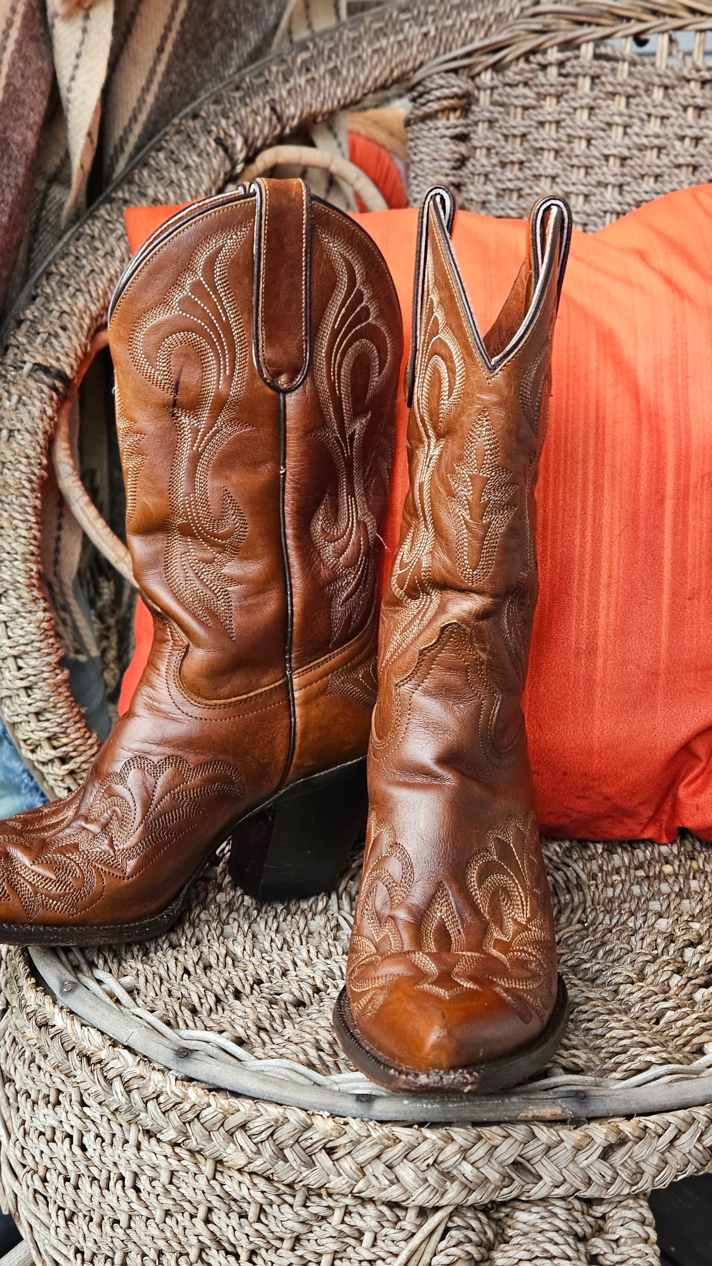 Authentic Tony Lama Cowboy Leather Boots Size 38