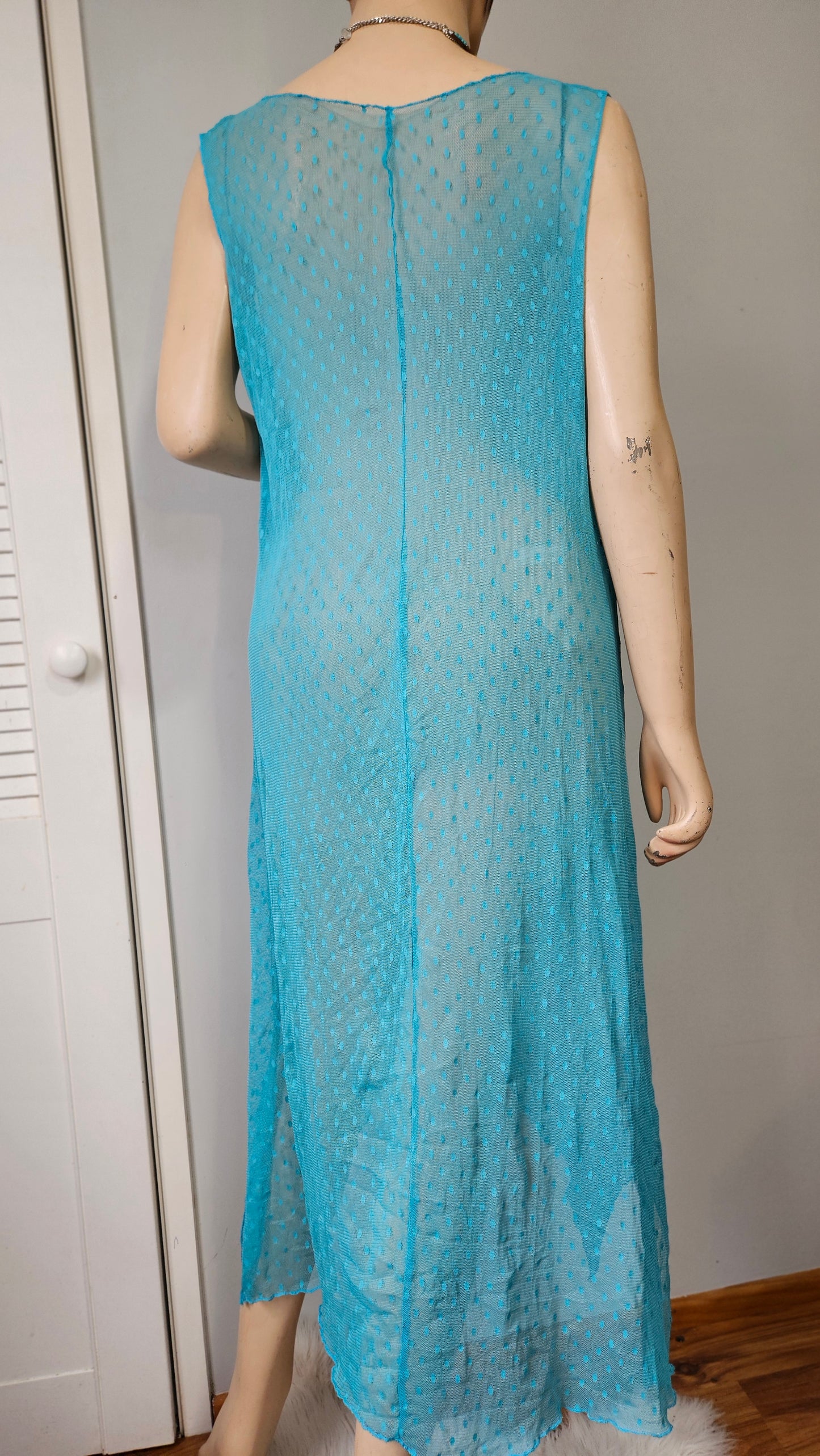 See-through Turquoise Dress Mesh- Dress