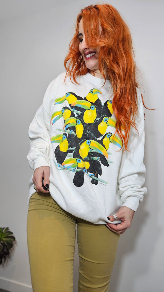 Size XXL Vintage 80s Parrots American sweater crewneck pullover Sweater - crewneck top