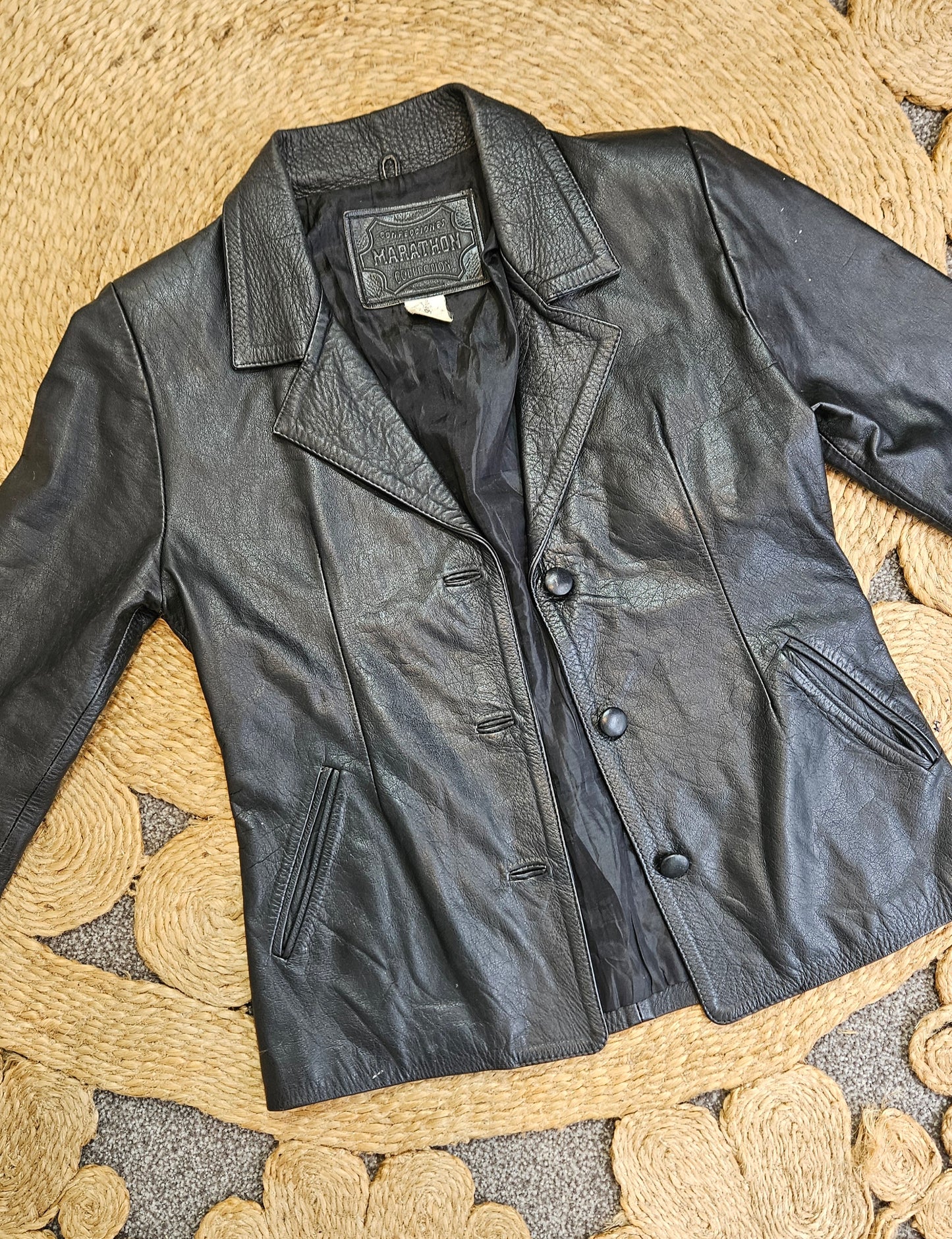 Vintage Colombian Leather Jacket. Black leather Jacket 80s & 90s