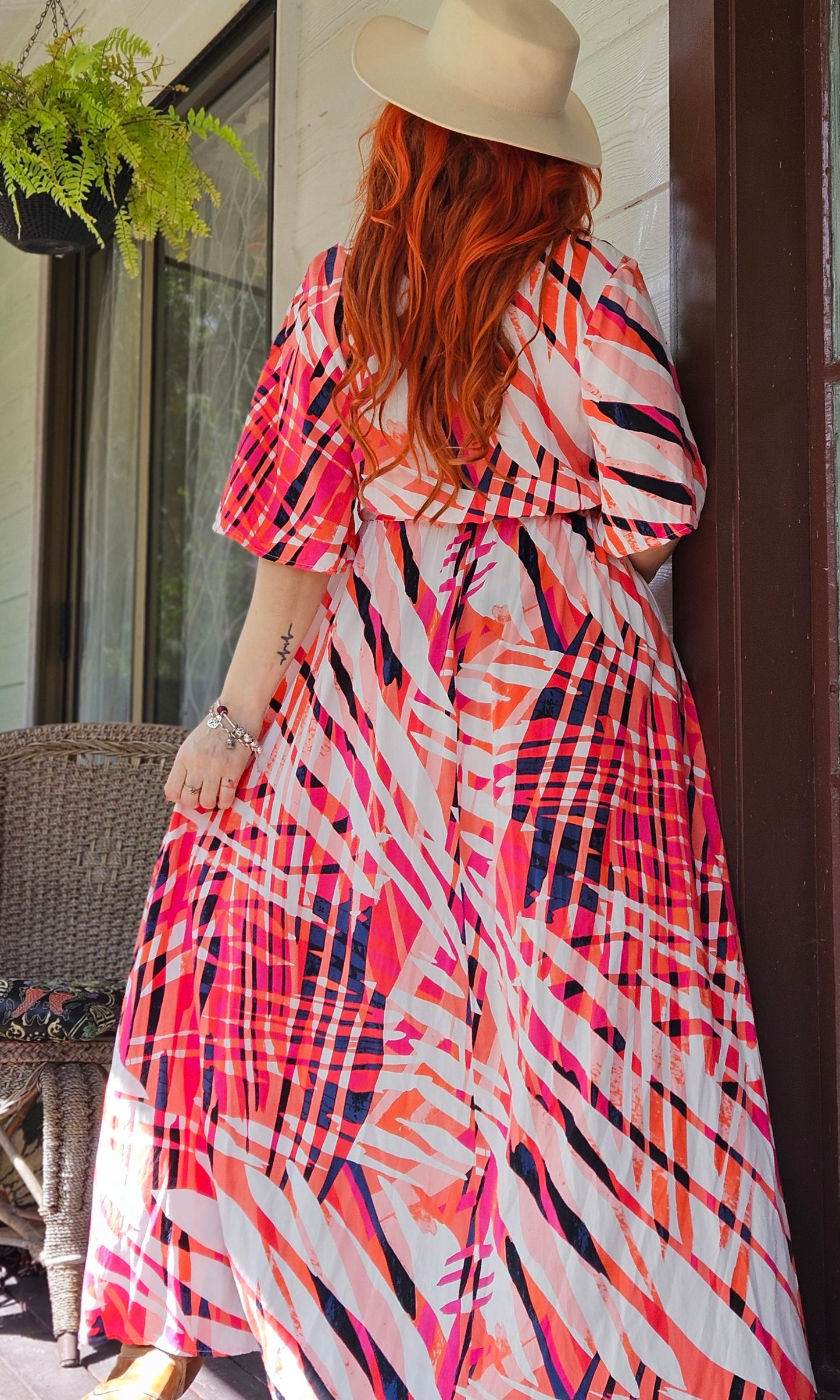 Boho Australia Short Sleeved Button Up High Low Multicoloured Dress Size S