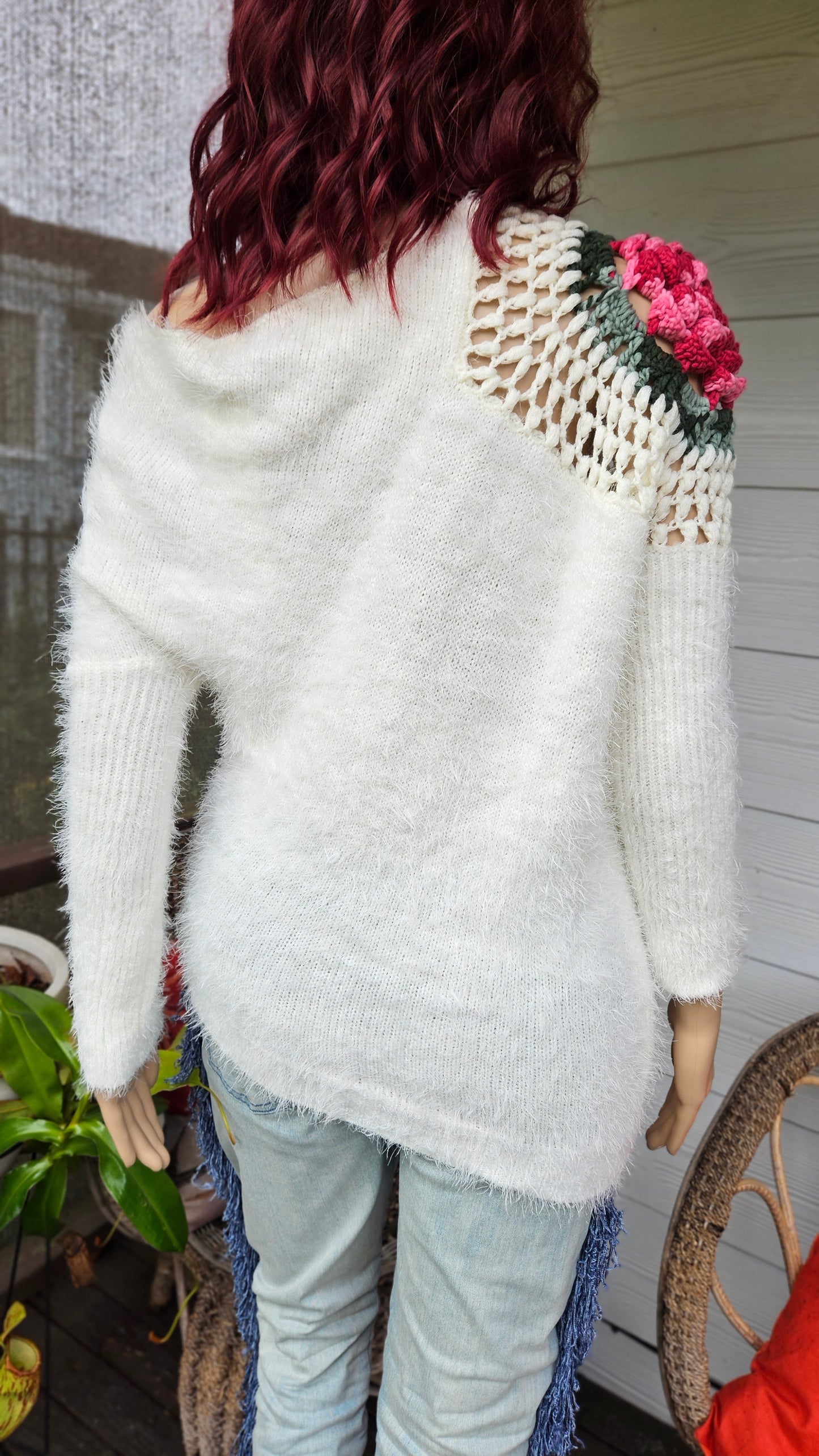 Unique rose Knit Sweater Crochet Top