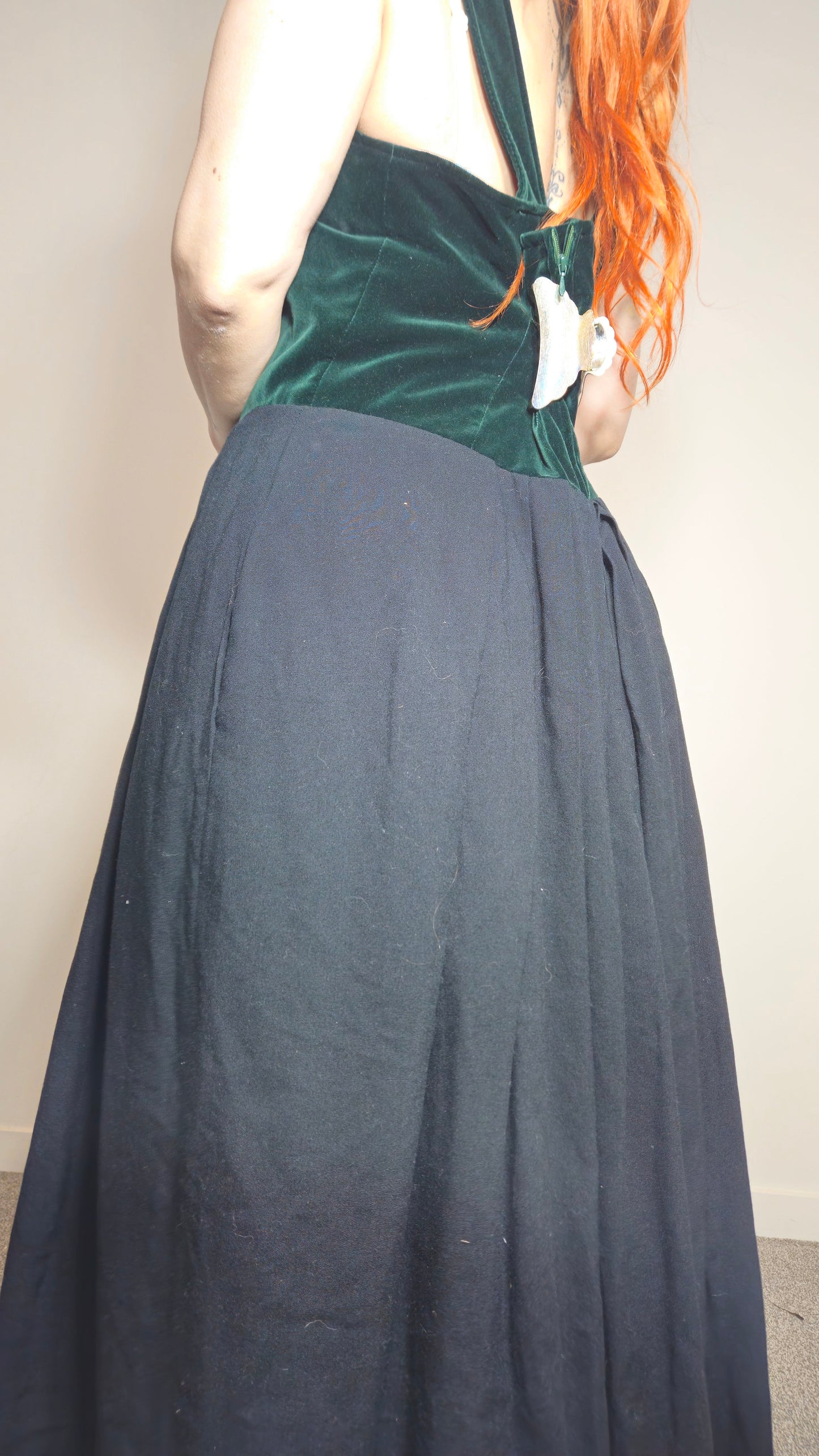 Authentic Vintage Country Line Velvet Trachten Dirndl Dress - Size 46 / UK 20. Curvy Dress
