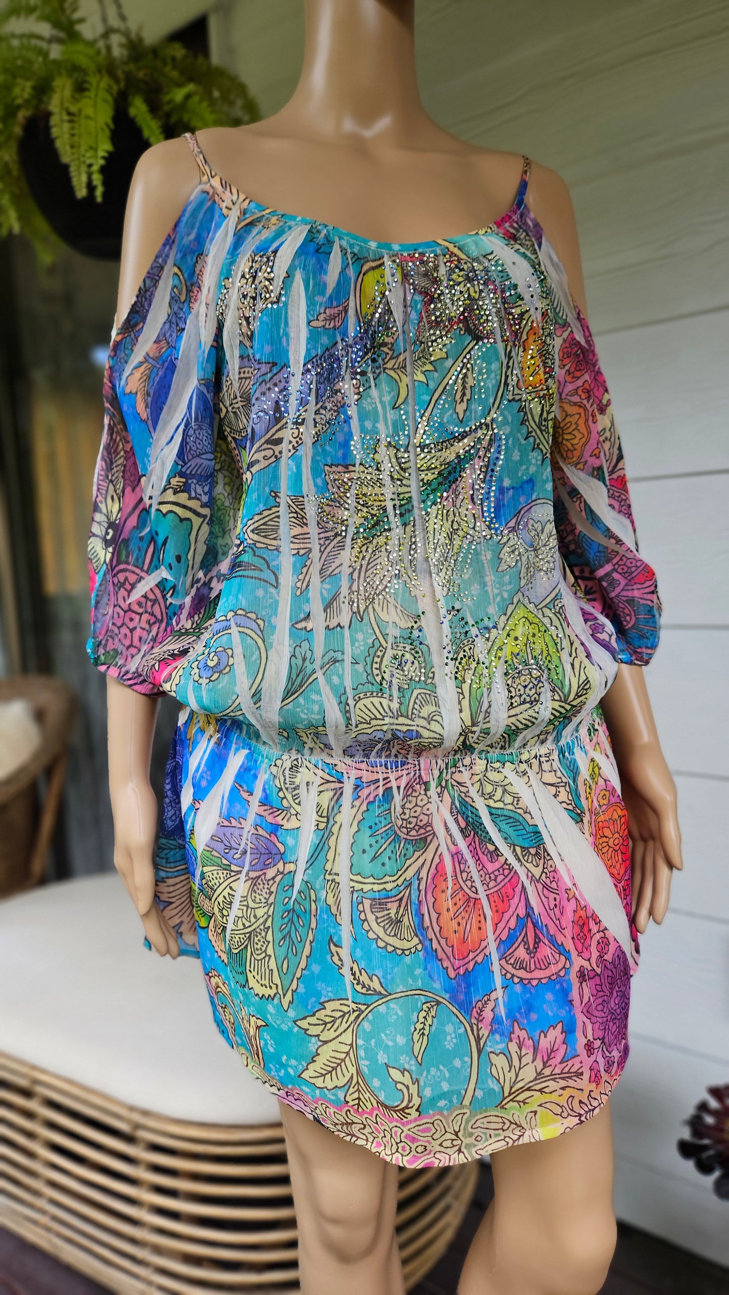 Blouse - Colorful Short Dress - Mini Dress