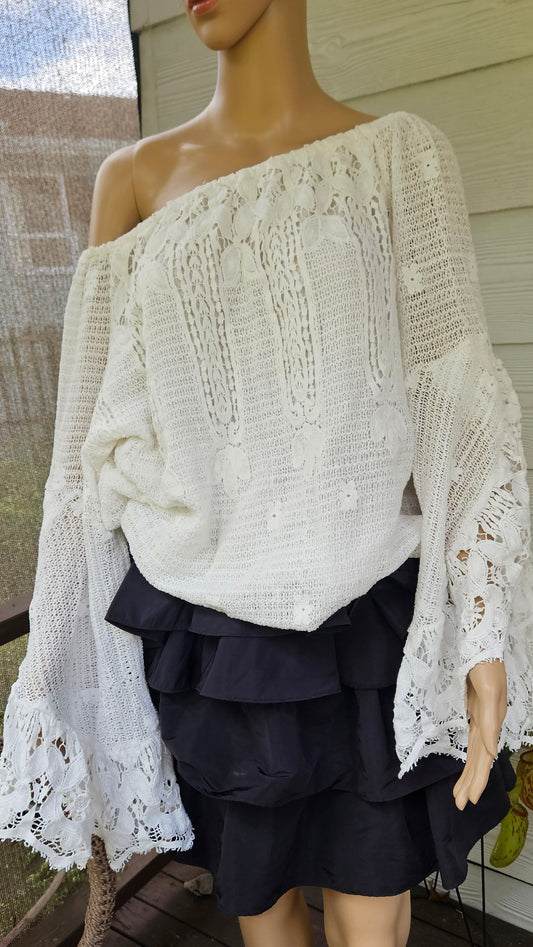 Bohemian Angel Leave NZ Bell sleeves  Blouse - curvy Top