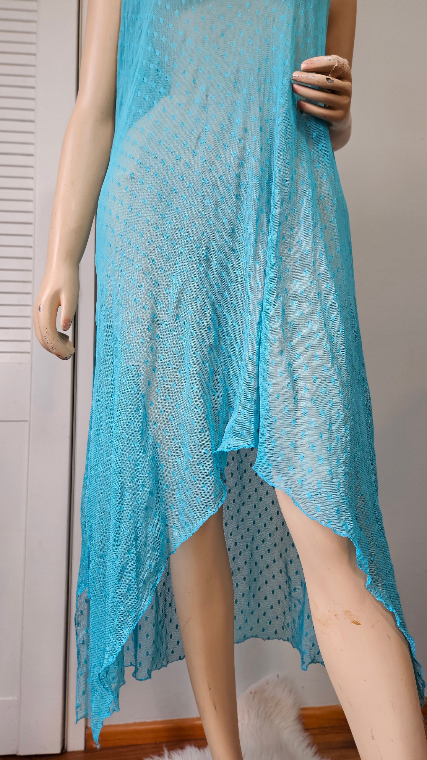 See-through Turquoise Dress Mesh- Dress