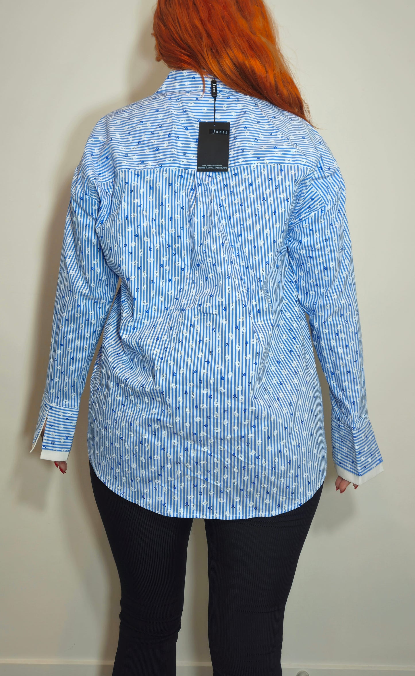BNWT Jones Fashion Austria Striped Floral Layered Shirt. Size EU 42 (L)