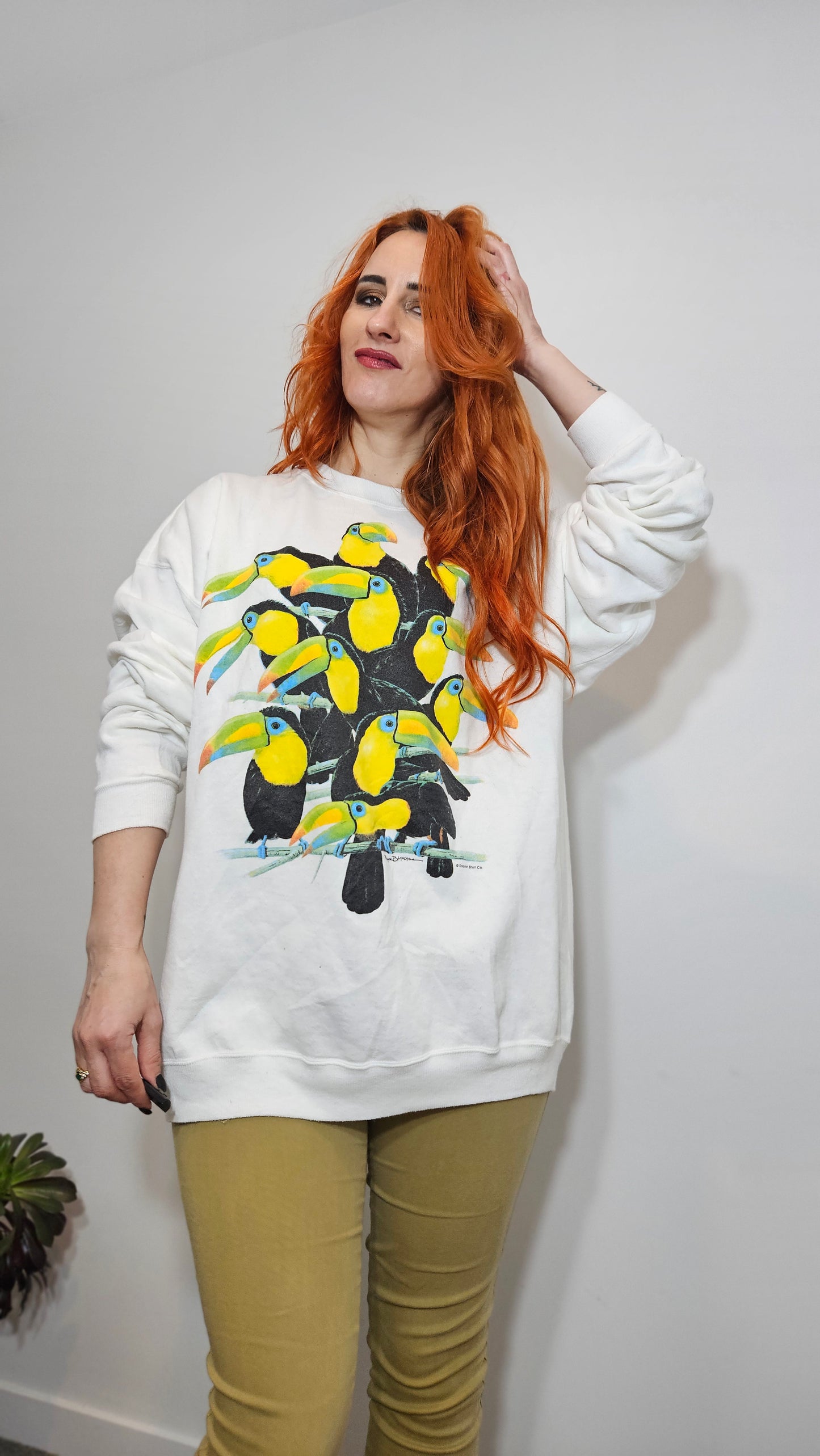 Size XXL Vintage 80s Parrots American sweater crewneck pullover Sweater - crewneck top