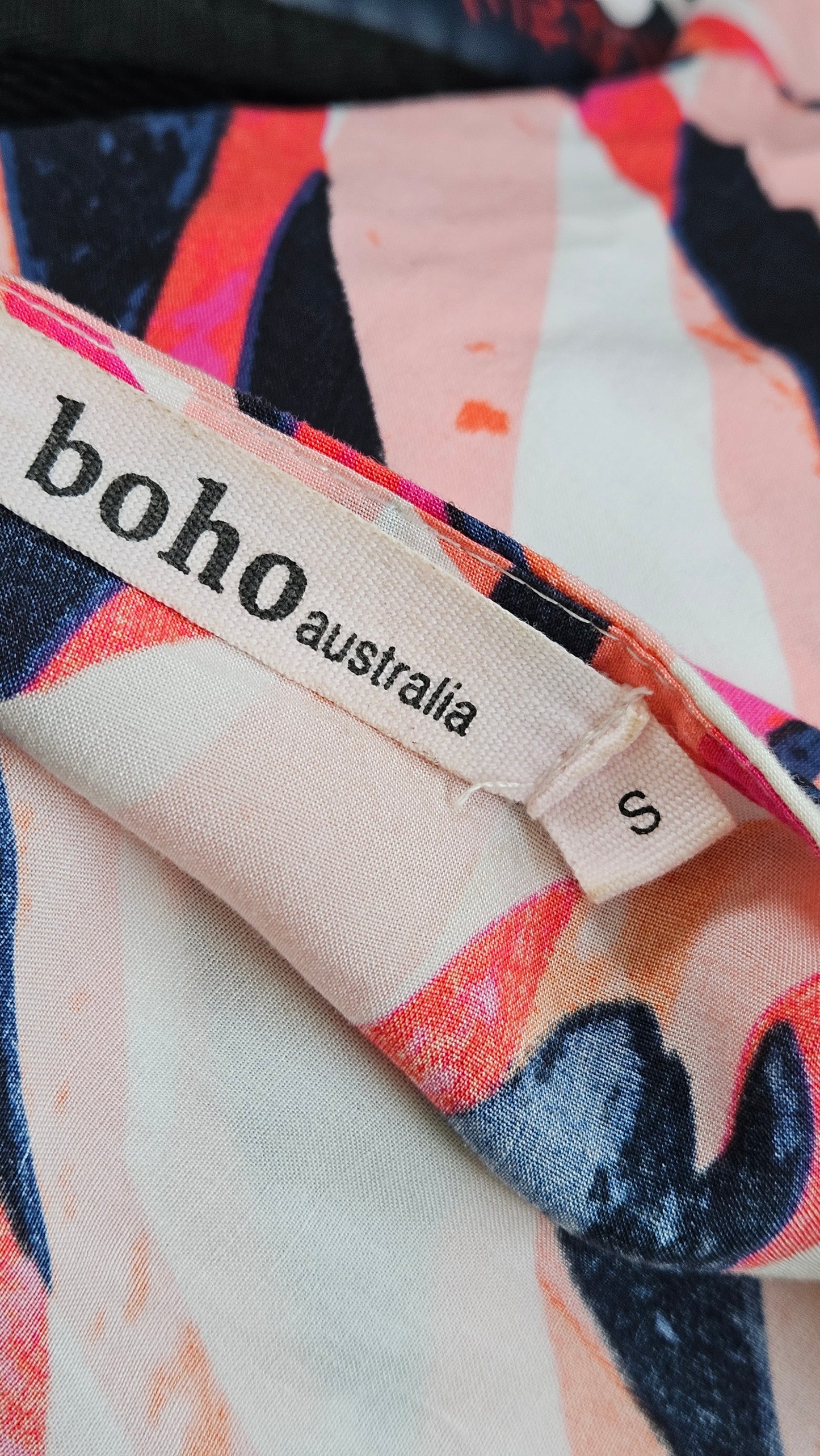 Boho Australia Short Sleeved Button Up High Low Multicoloured Dress Size S