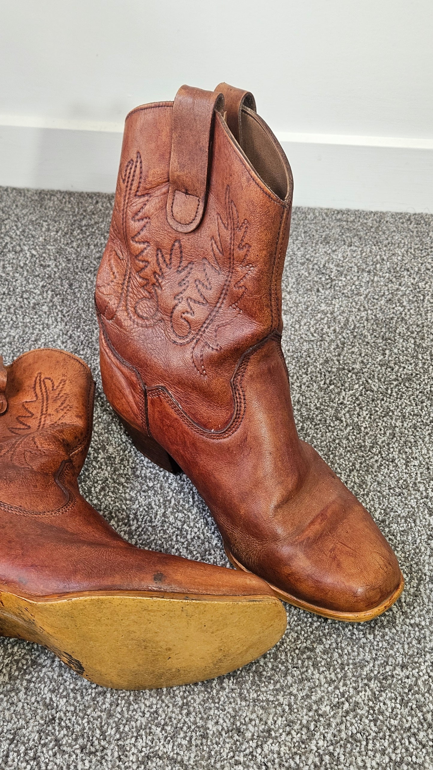 Vintage 1980s Dingo Genuine Leather Cowboy Slouch Boots