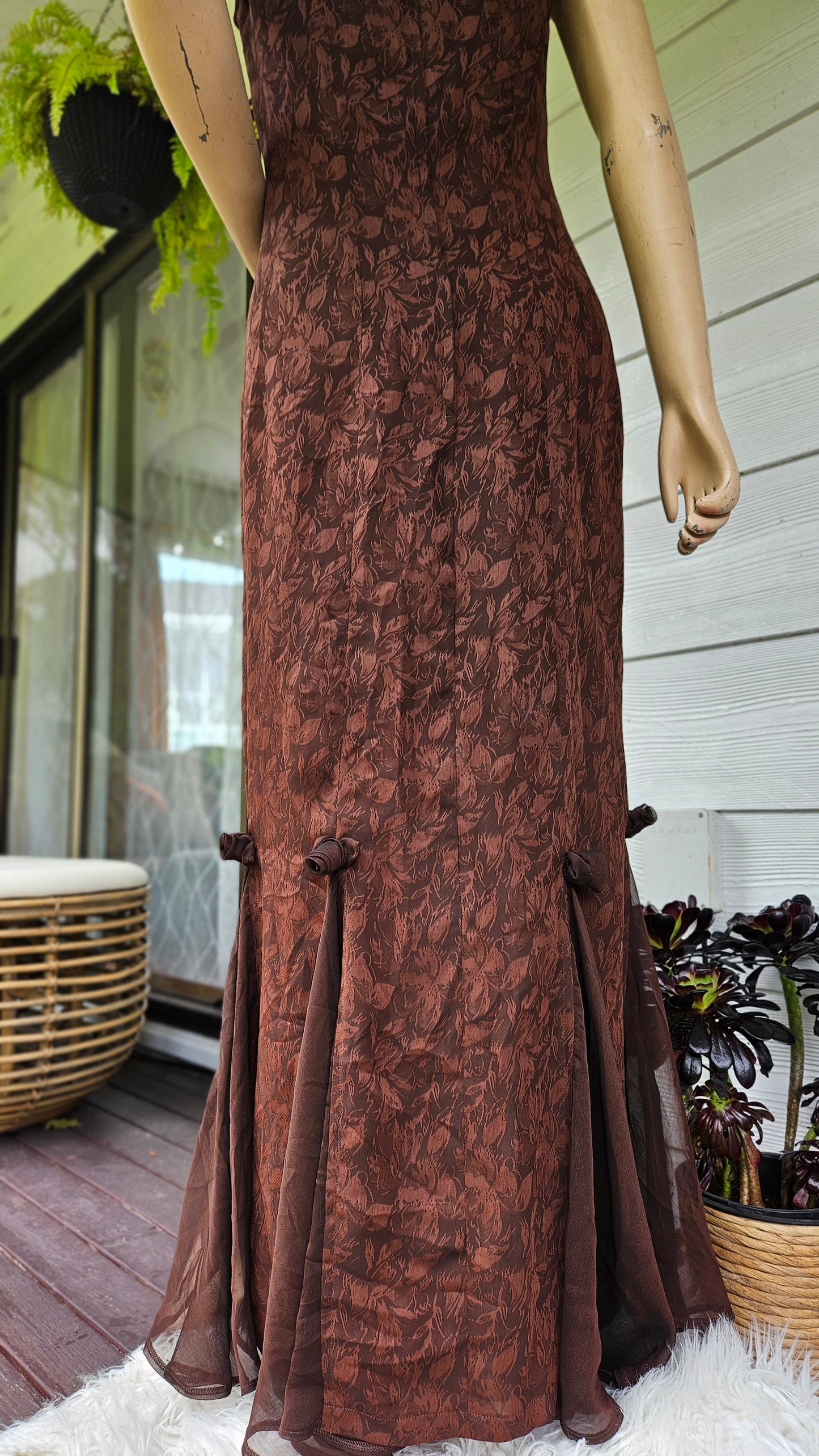 Vintage Brown Maxi Dress - Size 12