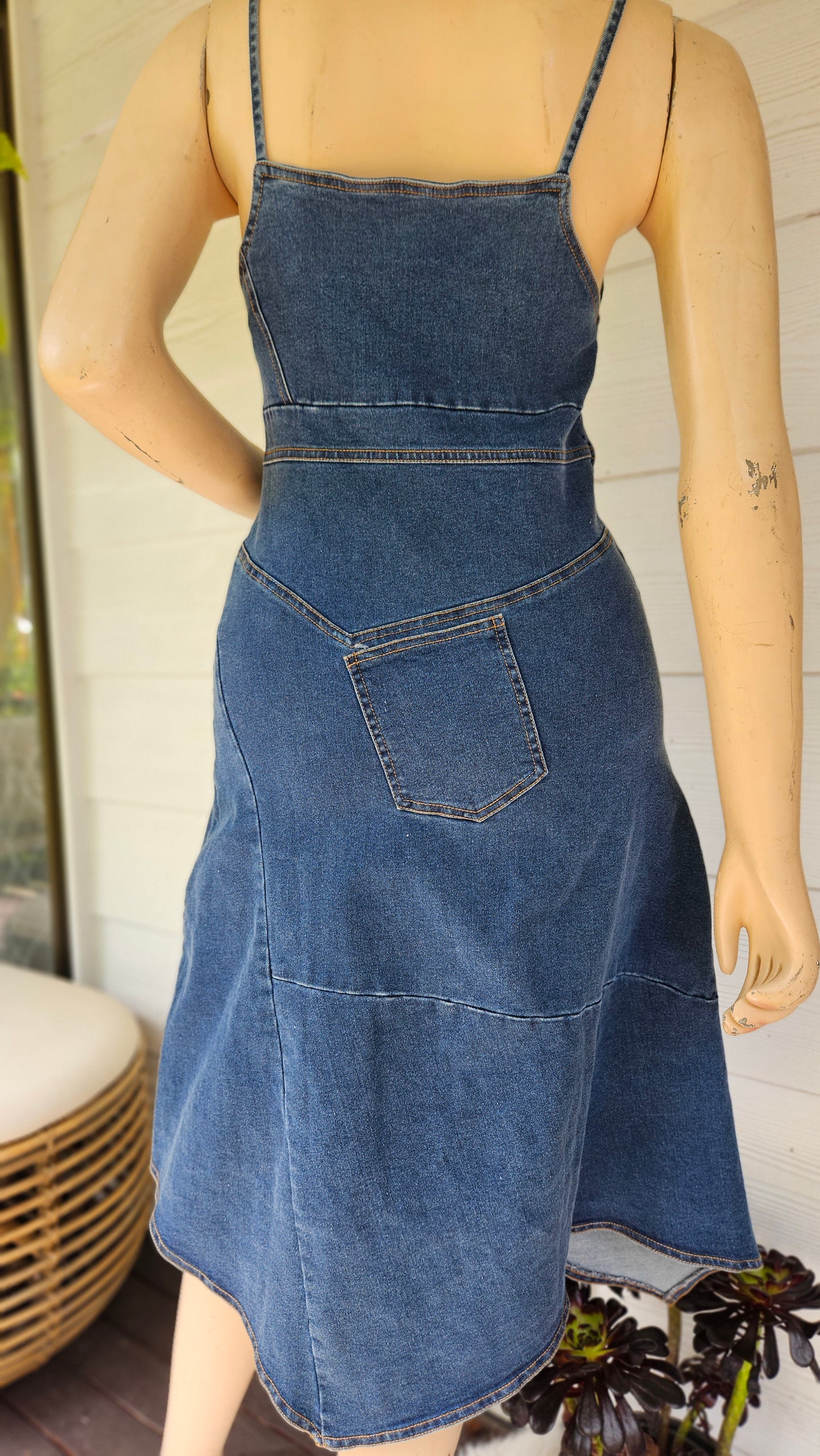 Asymmetric Denim Ruffle dress- Size L