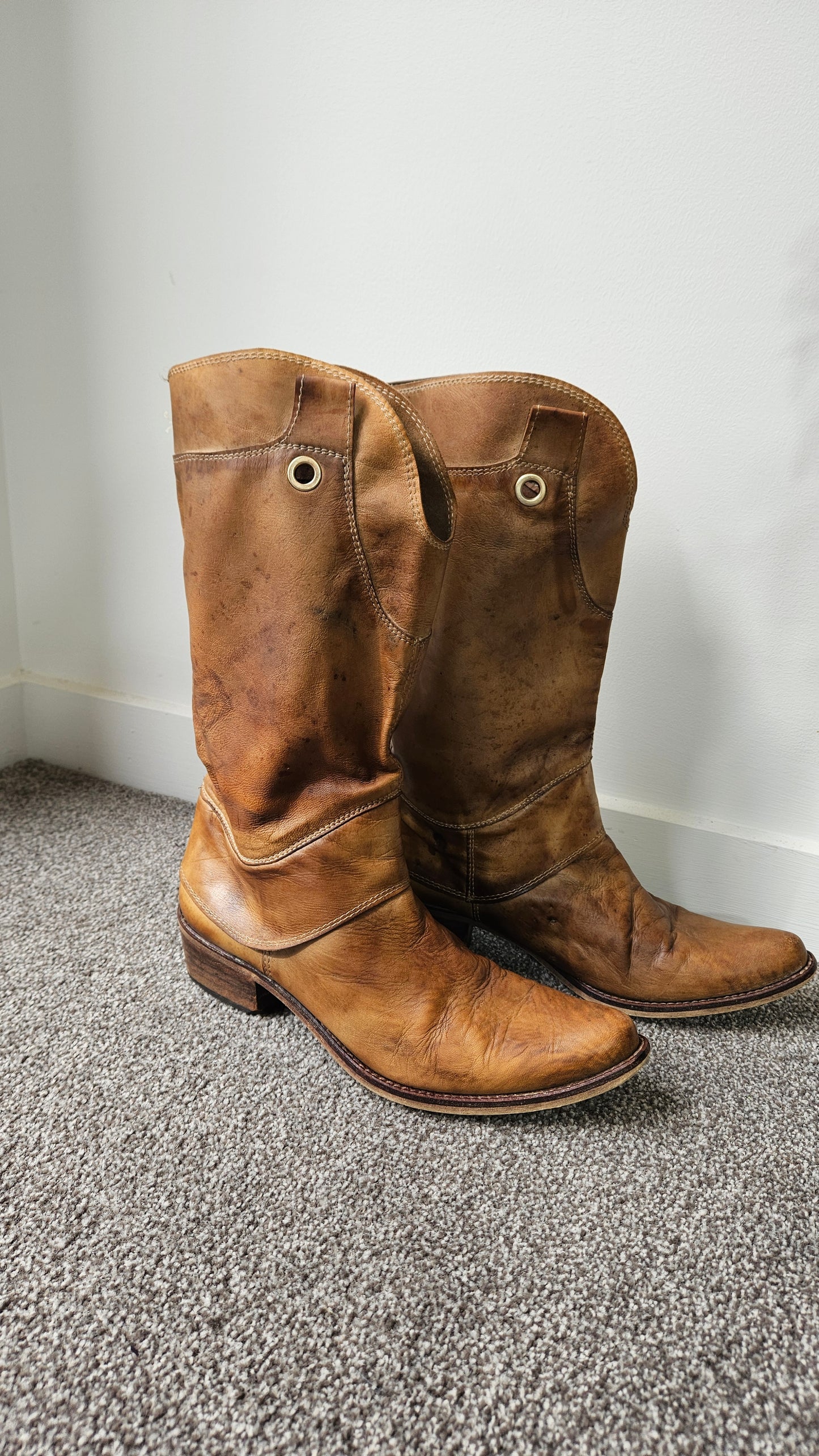 Authentic Malababa 'Dakota' Spanish Leather Cowboy Boots - Size 37