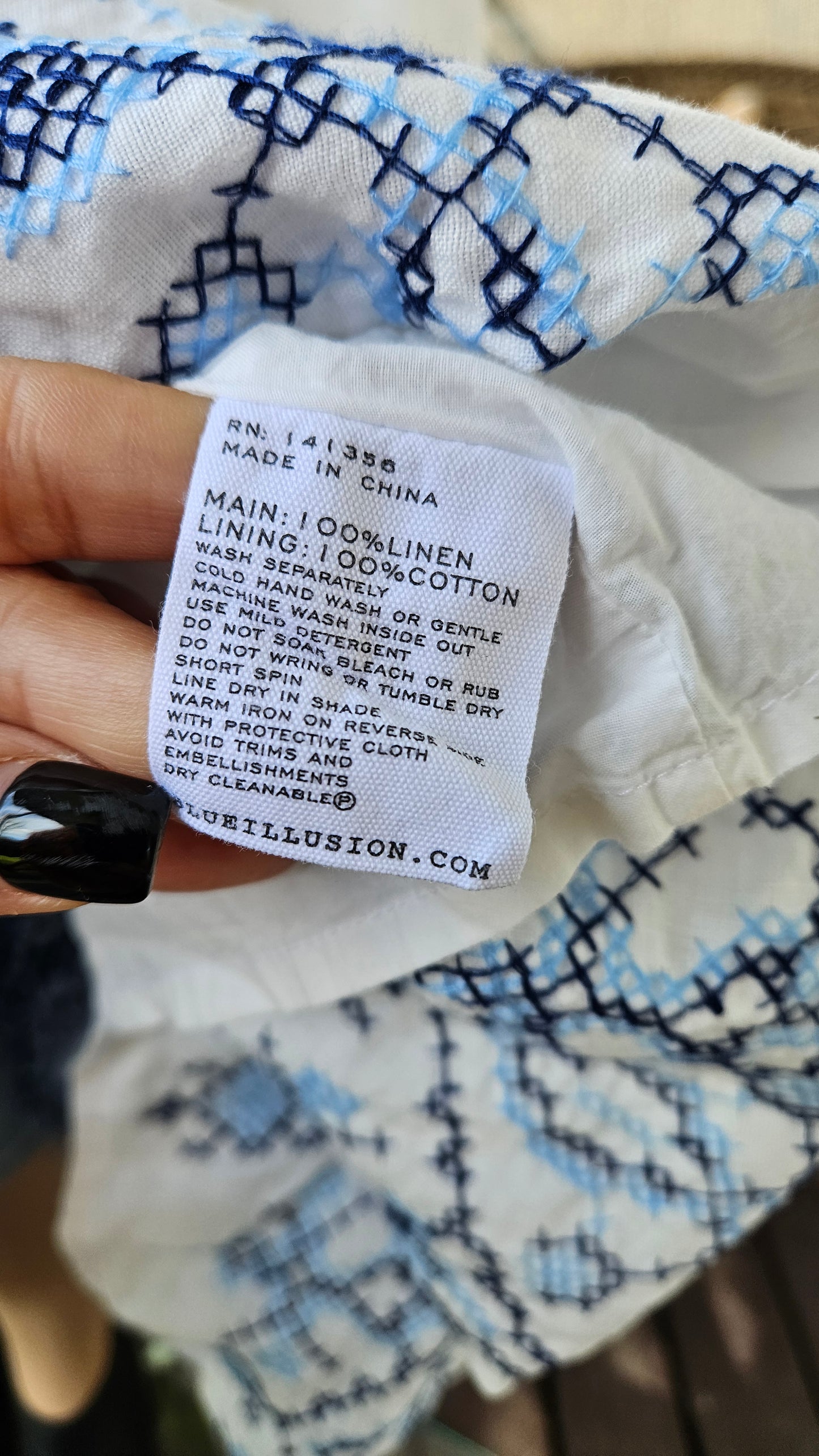 Ikat-embroidered dress. 100% Linen Dress Bohemian Preloved Dress
