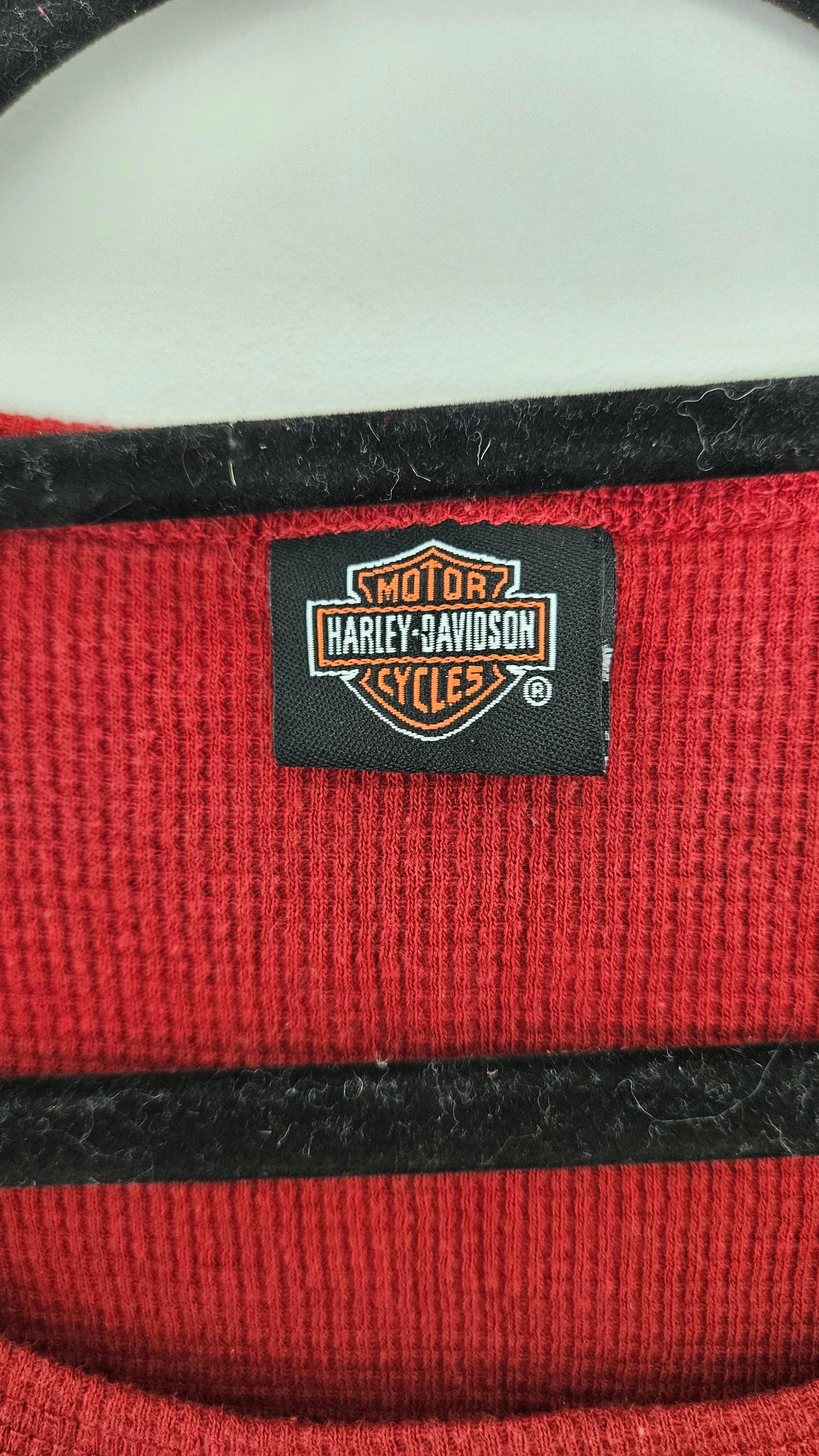 Official Harley-Davidson Tank Top Pomona Valley California - Red Waffle Knit