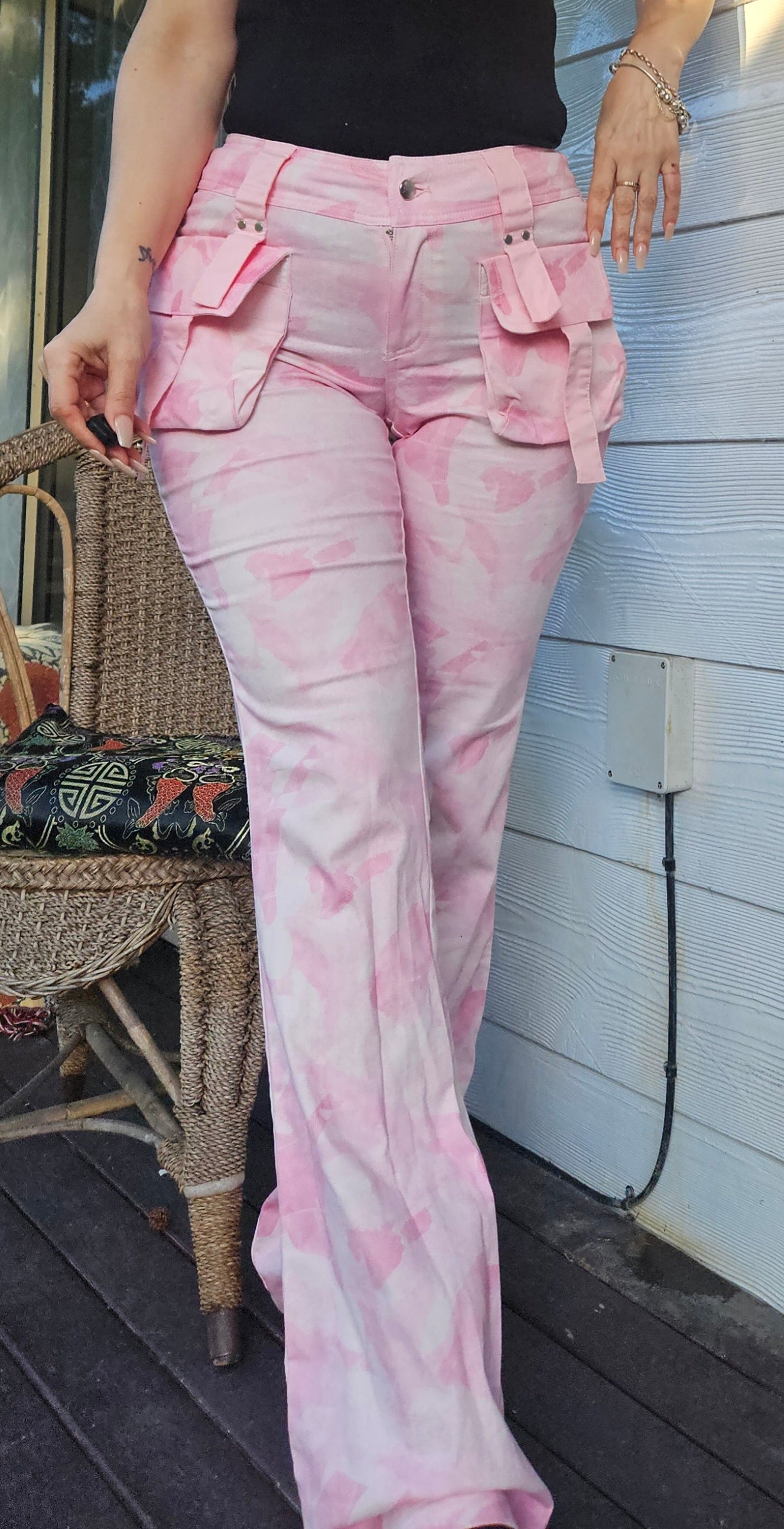 I.AM.GIA Kyleah pants. Flared Pants. Camo Cargo Pants - trousers - Grunge Flap Pocket Cargo Jeans