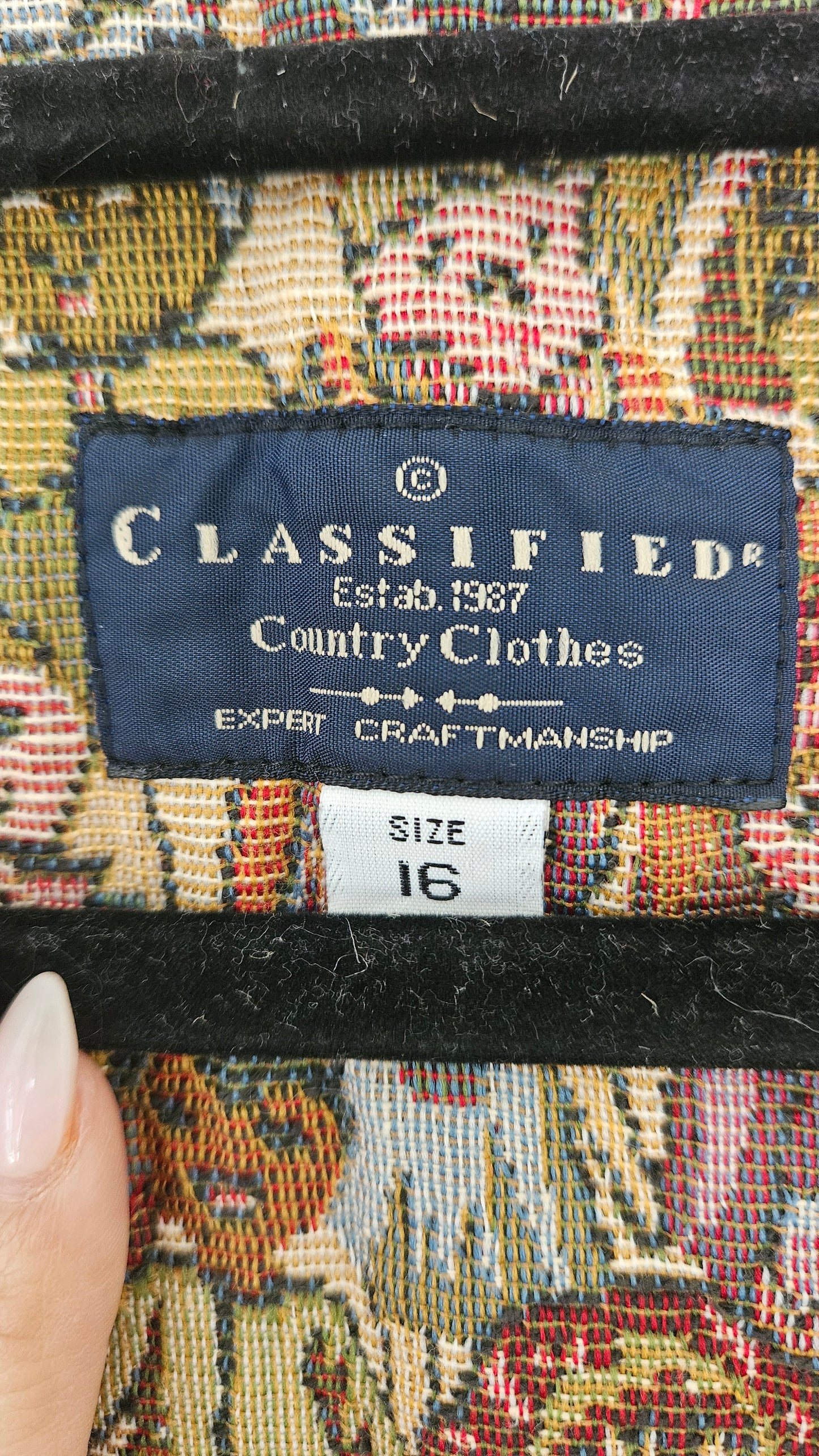 Vintage 90s Tapestry Vest - Classified Country Clothes Made in NZ - Size 16