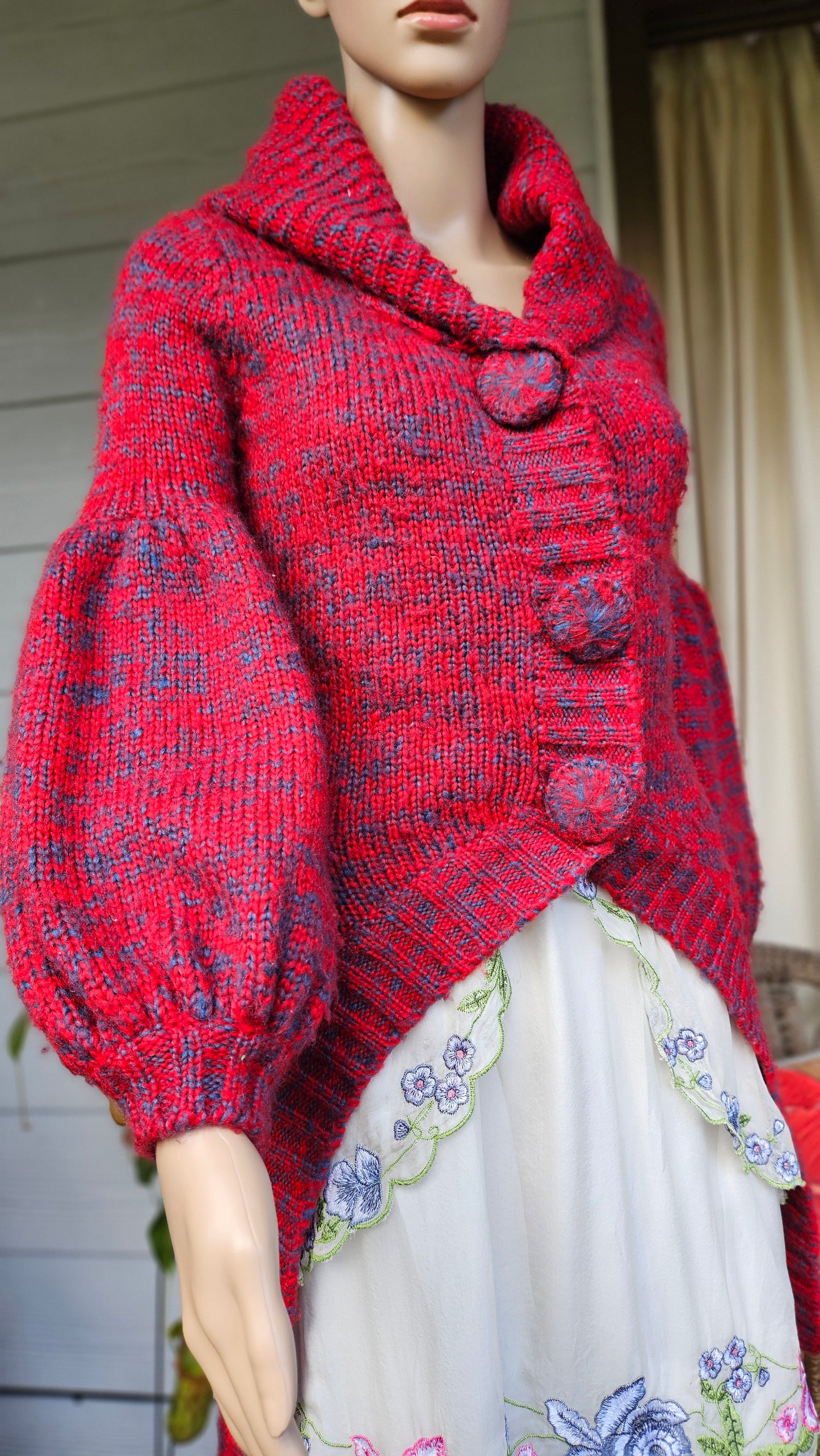 Stunning Red Knit Cardigan - Preloved Cardi Coat