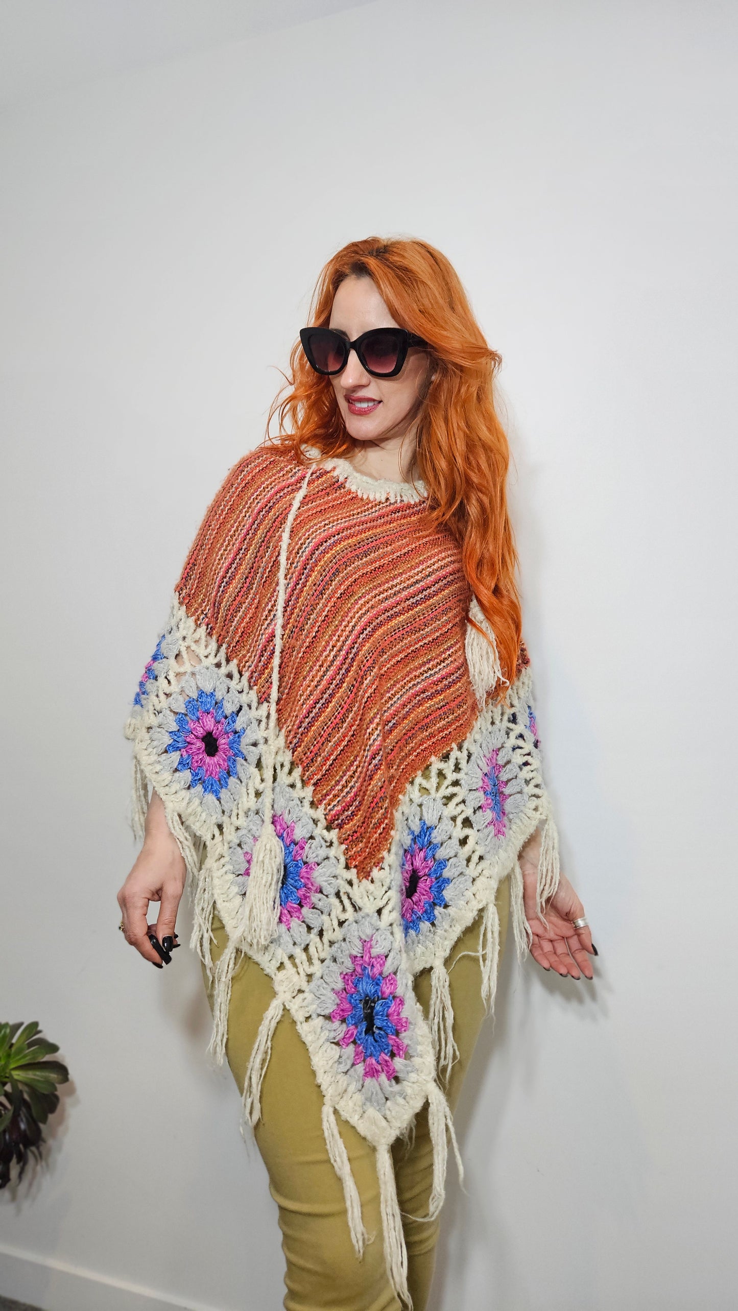 Hippie poncho - knit Poncho top Bohemian style - crochet top